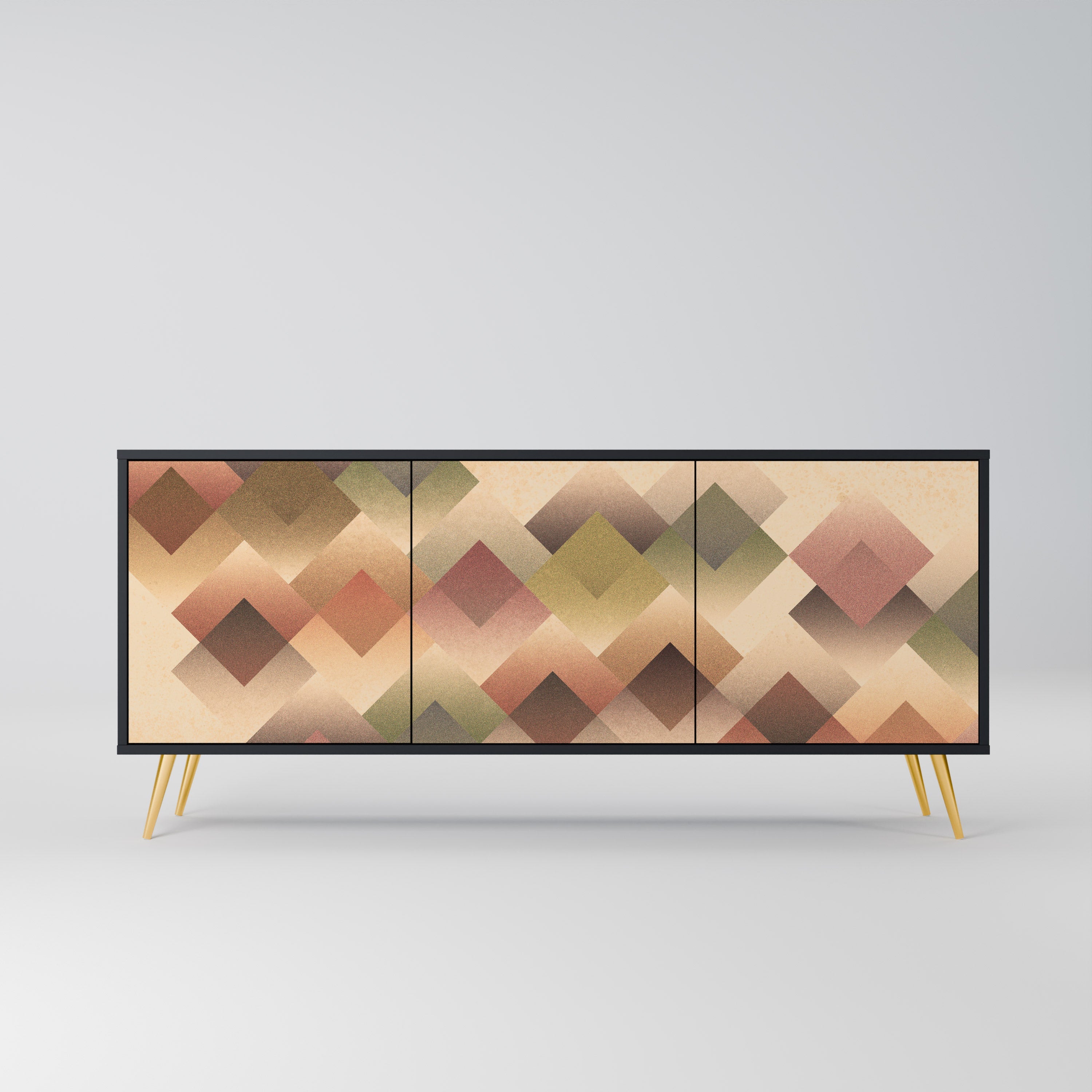 GEOMETRIC FUSION 3-türiges Sideboard in Schwarz