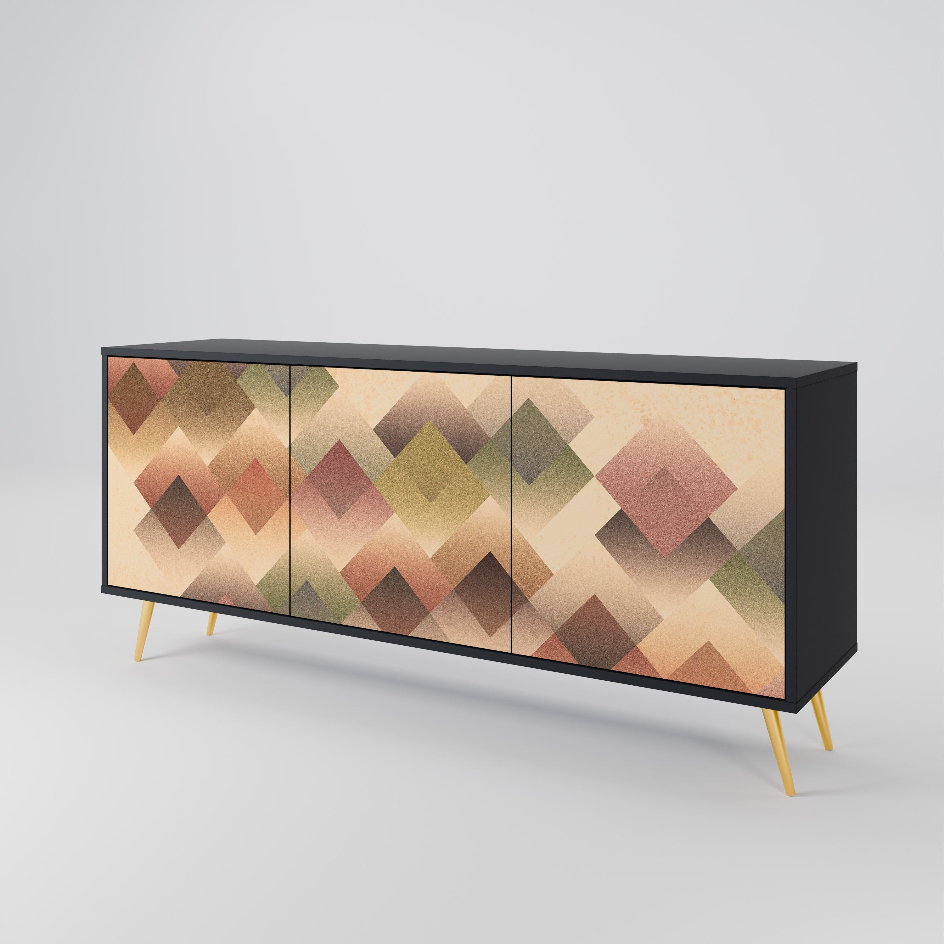 GEOMETRIC FUSION 3-türiges Sideboard in Schwarz