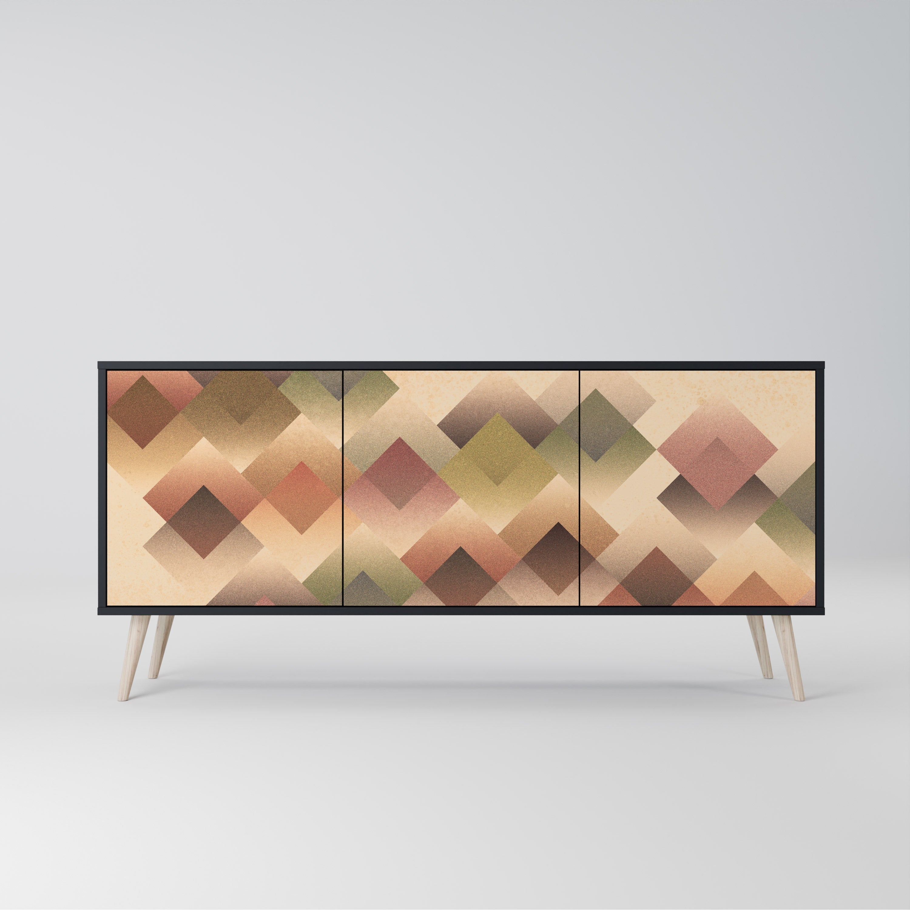 GEOMETRIC FUSION 3-türiges Sideboard in Schwarz