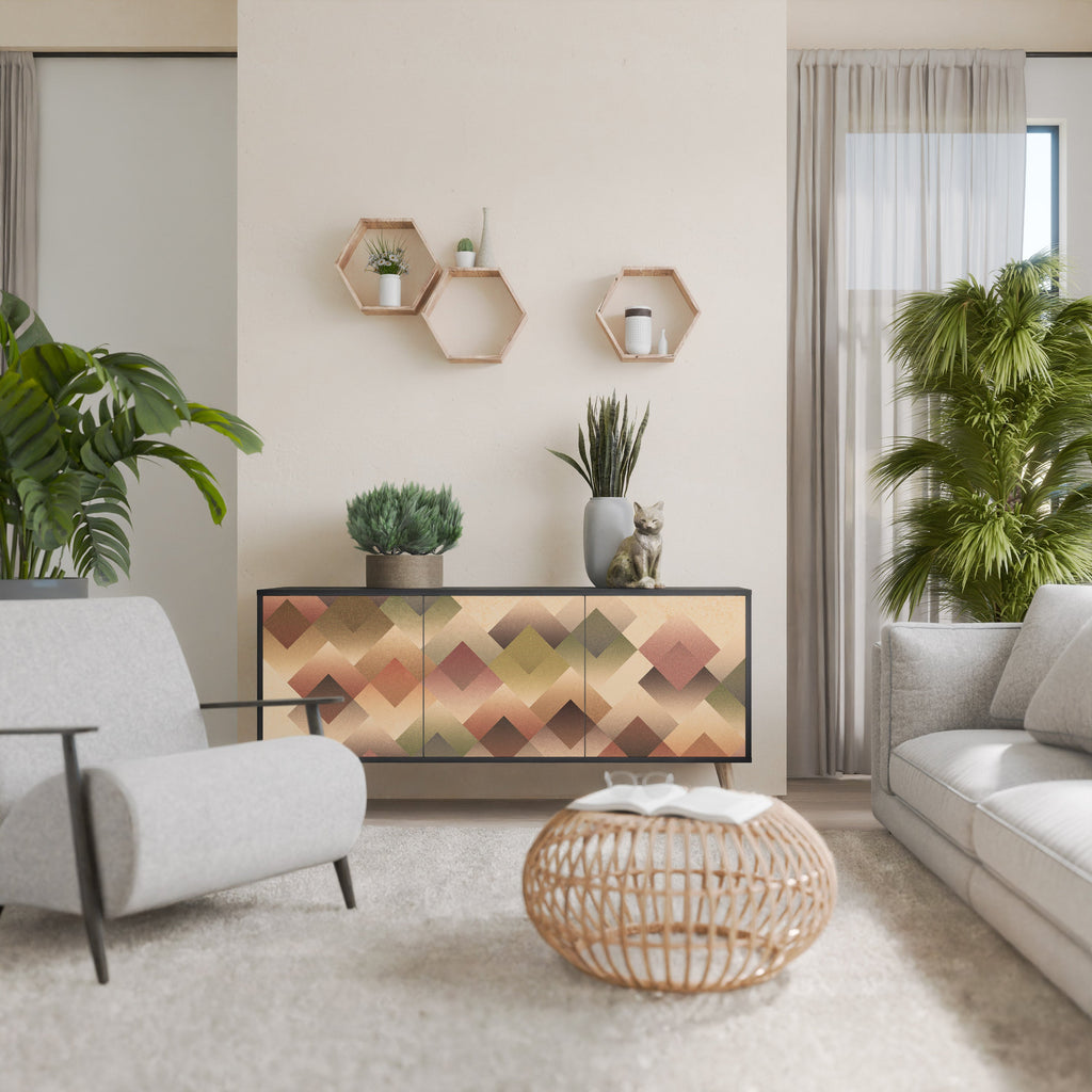 GEOMETRIC FUSION 3-türiges Sideboard in Schwarz