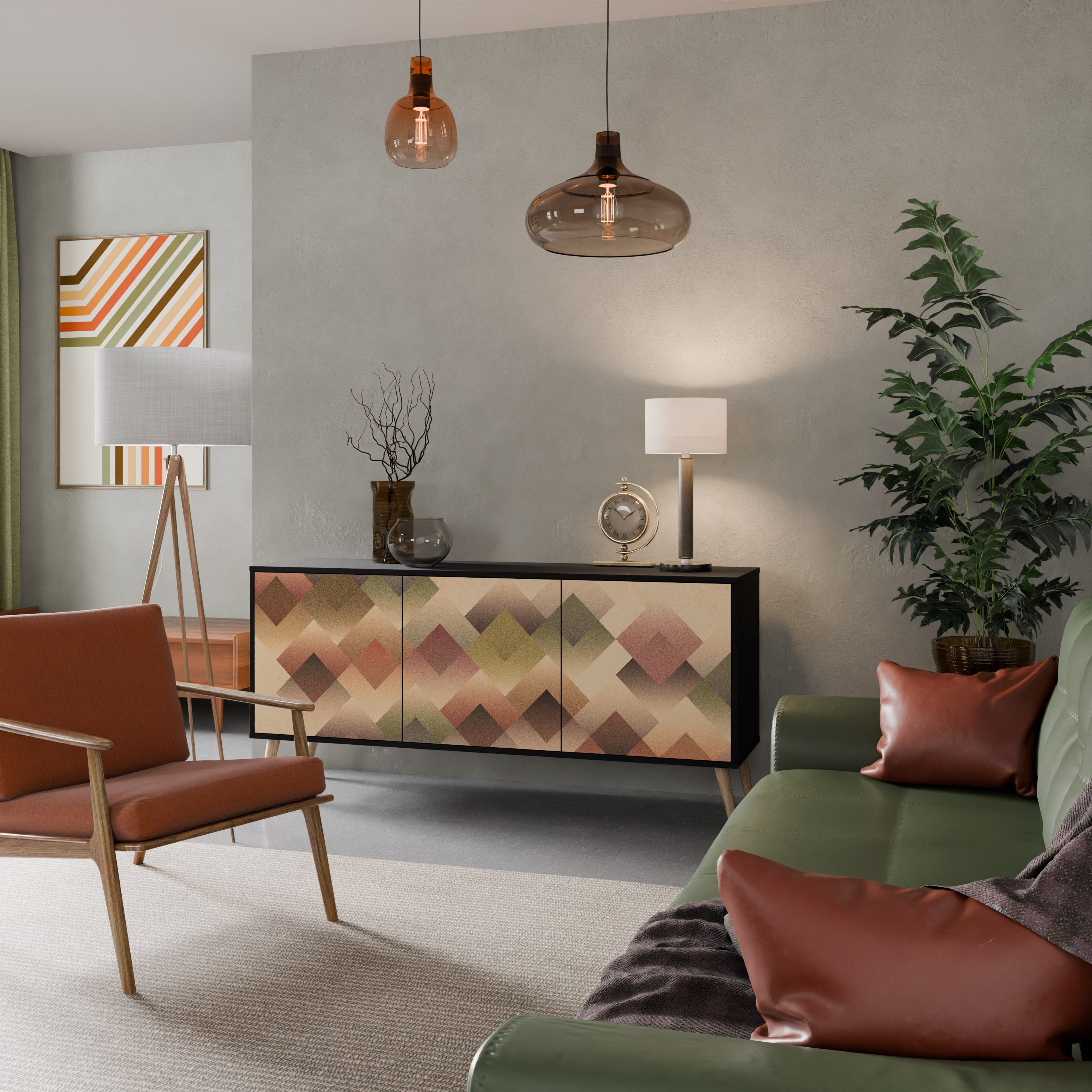 GEOMETRIC FUSION 3-türiges Sideboard in Schwarz