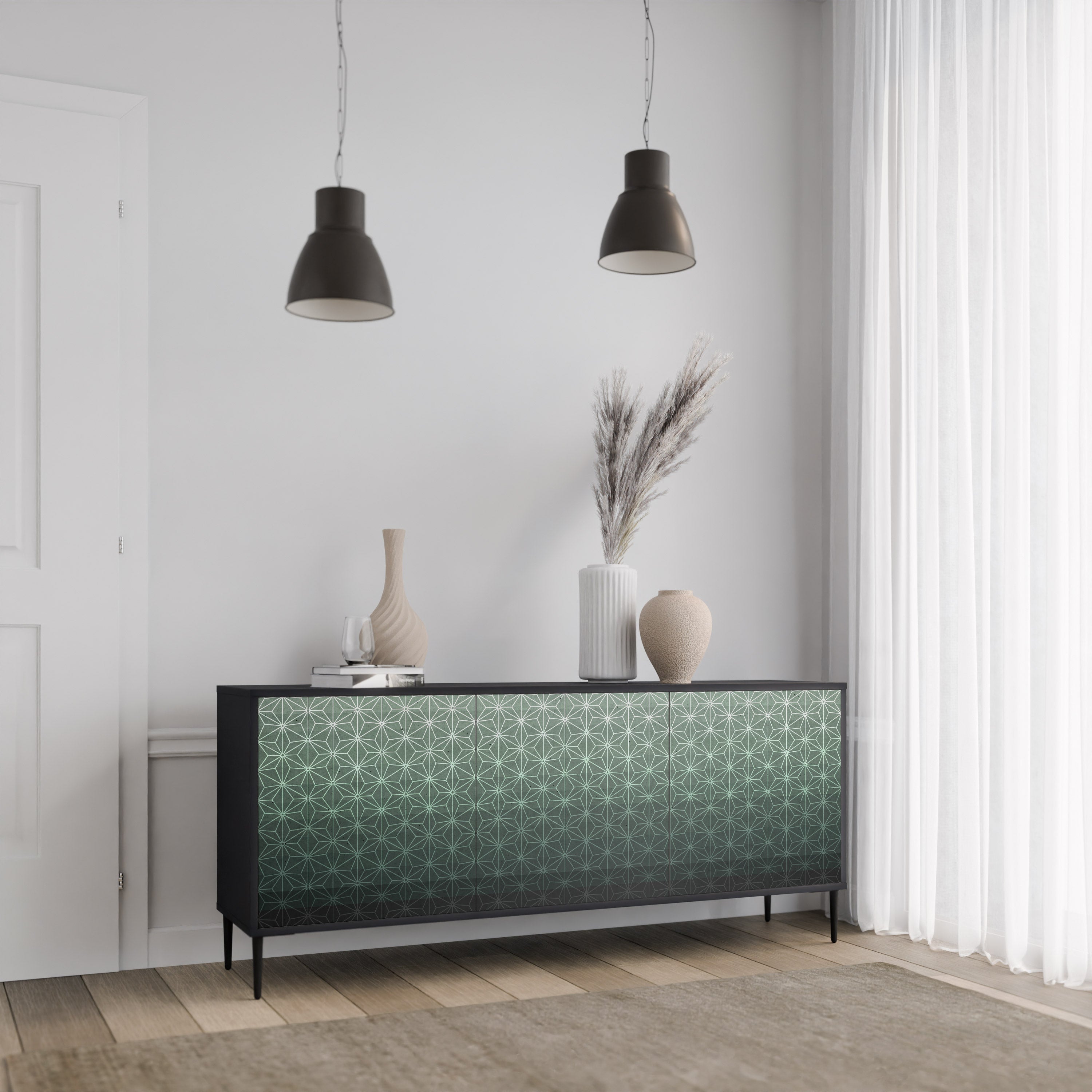 ORNAMENTAL GLIMMER 3-türiges Sideboard in Schwarz