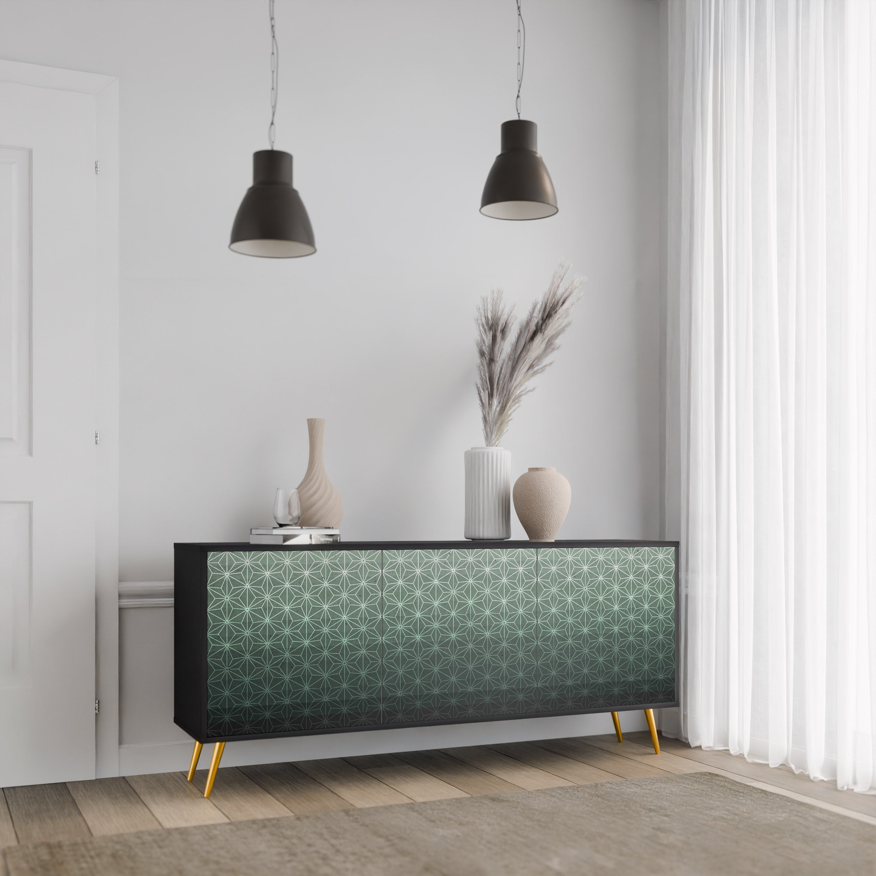 ORNAMENTAL GLIMMER 3-türiges Sideboard in Schwarz