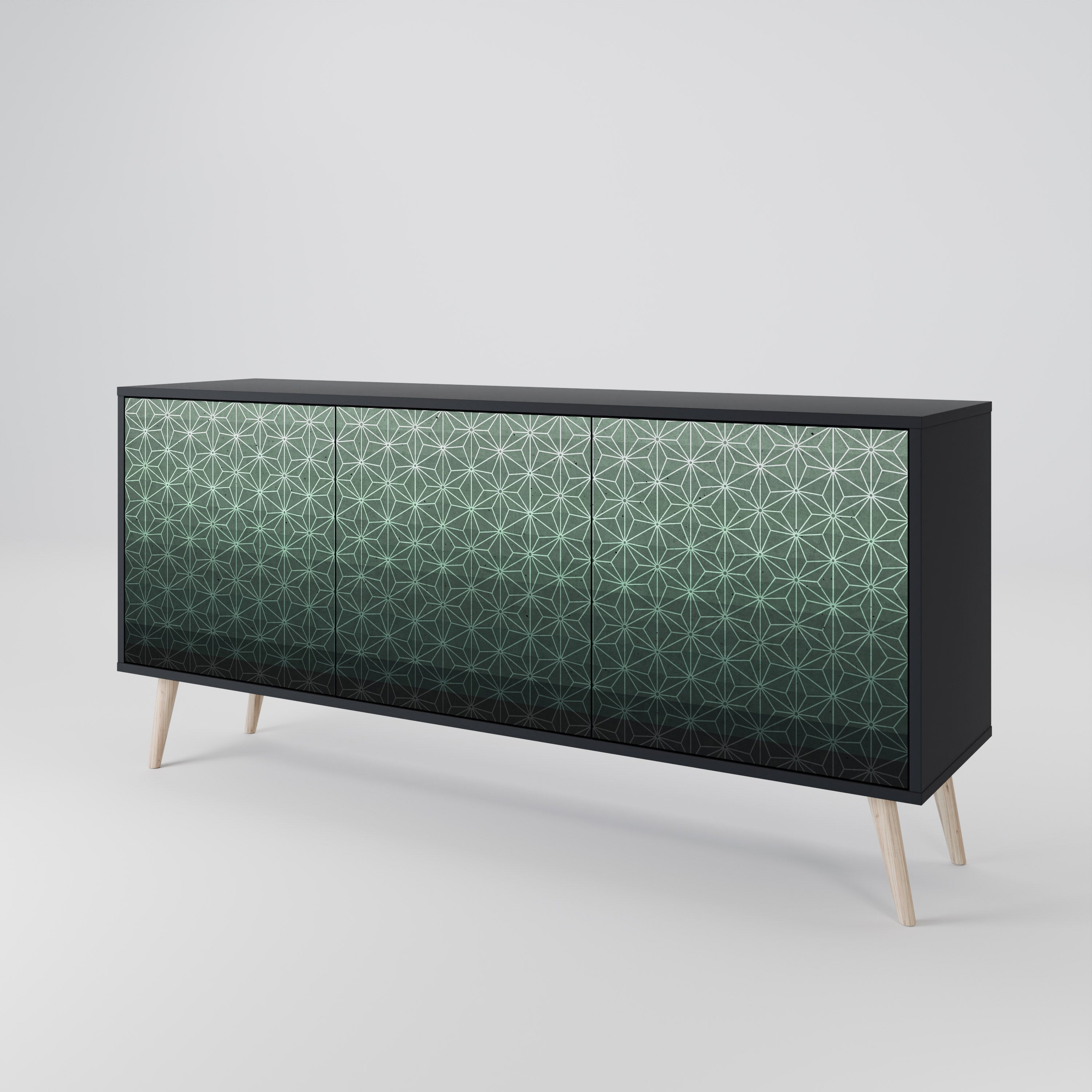 ORNAMENTAL GLIMMER 3-türiges Sideboard in Schwarz