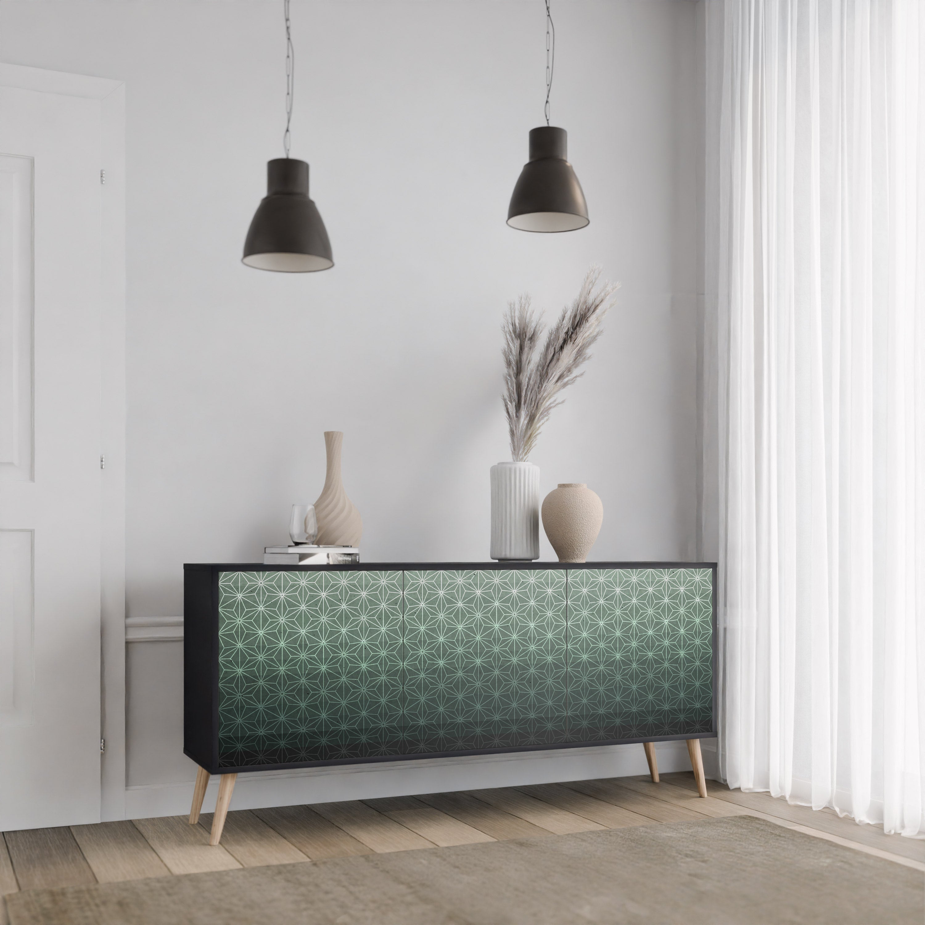 ORNAMENTAL GLIMMER 3-türiges Sideboard in Schwarz