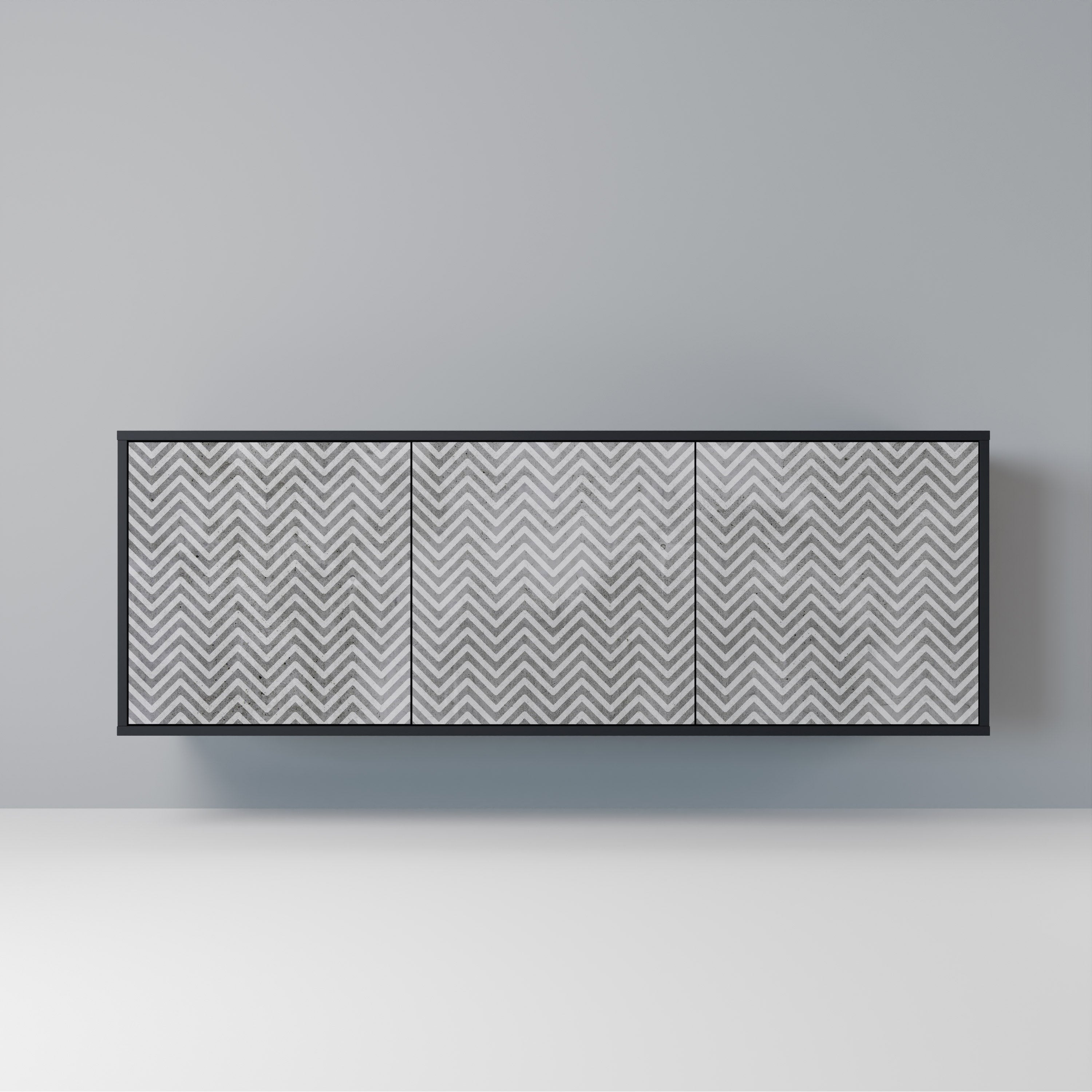 CONCRETE ZIG ZAG Sideboard mit 3 Türen in Schwarz