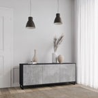 CONCRETE ZIG ZAG Sideboard mit 3 Türen in Schwarz