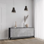 CONCRETE ZIG ZAG Sideboard mit 3 Türen in Schwarz