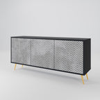 CONCRETE ZIG ZAG Sideboard mit 3 Türen in Schwarz
