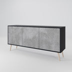 CONCRETE ZIG ZAG Sideboard mit 3 Türen in Schwarz