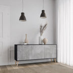 CONCRETE ZIG ZAG Sideboard mit 3 Türen in Schwarz