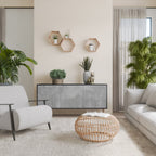 CONCRETE ZIG ZAG Sideboard mit 3 Türen in Schwarz