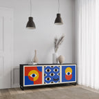 GEOMETRIC EYES Sideboard mit 3 Türen in Schwarz