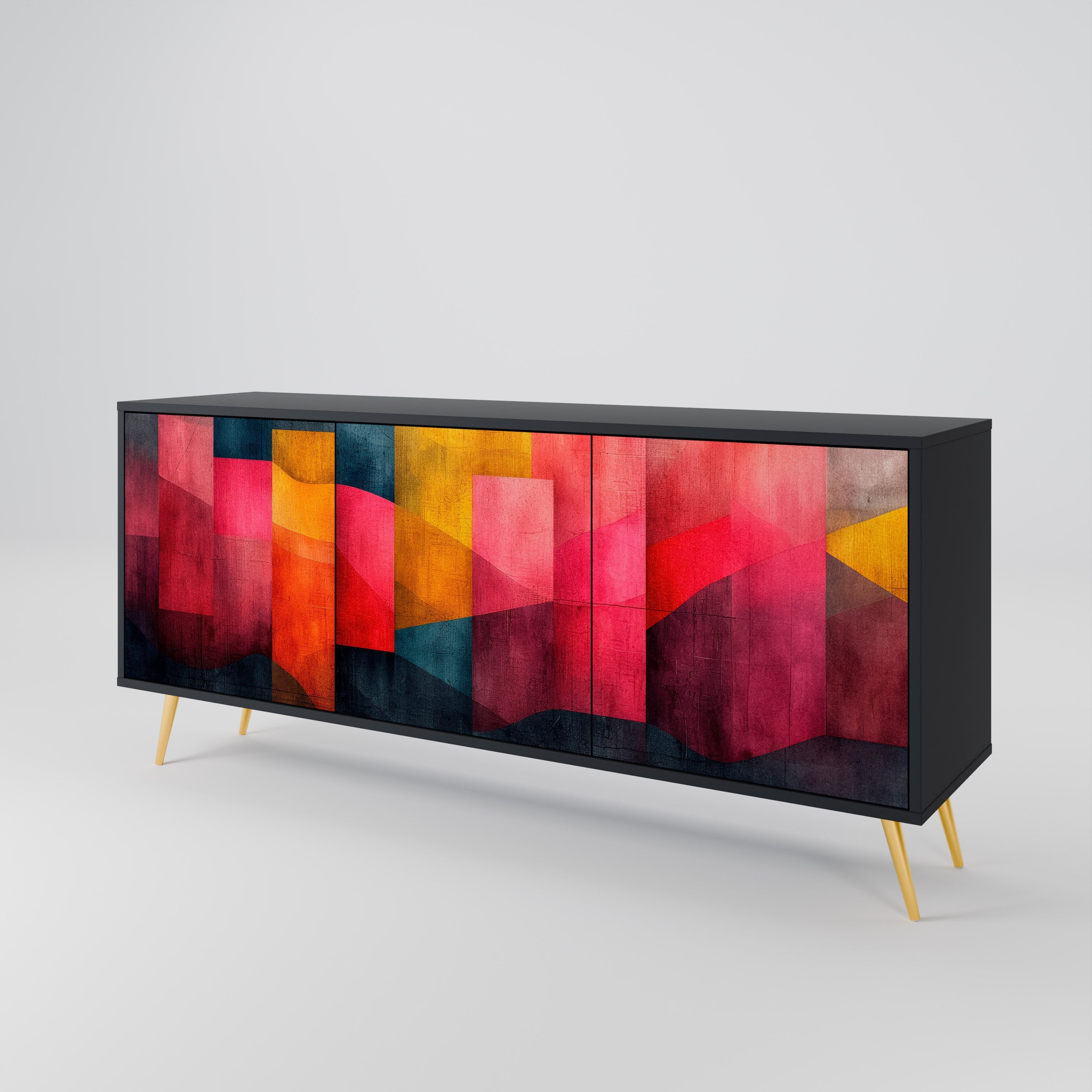 COLORFUL SOUNDS 3-türiges Sideboard in Schwarz