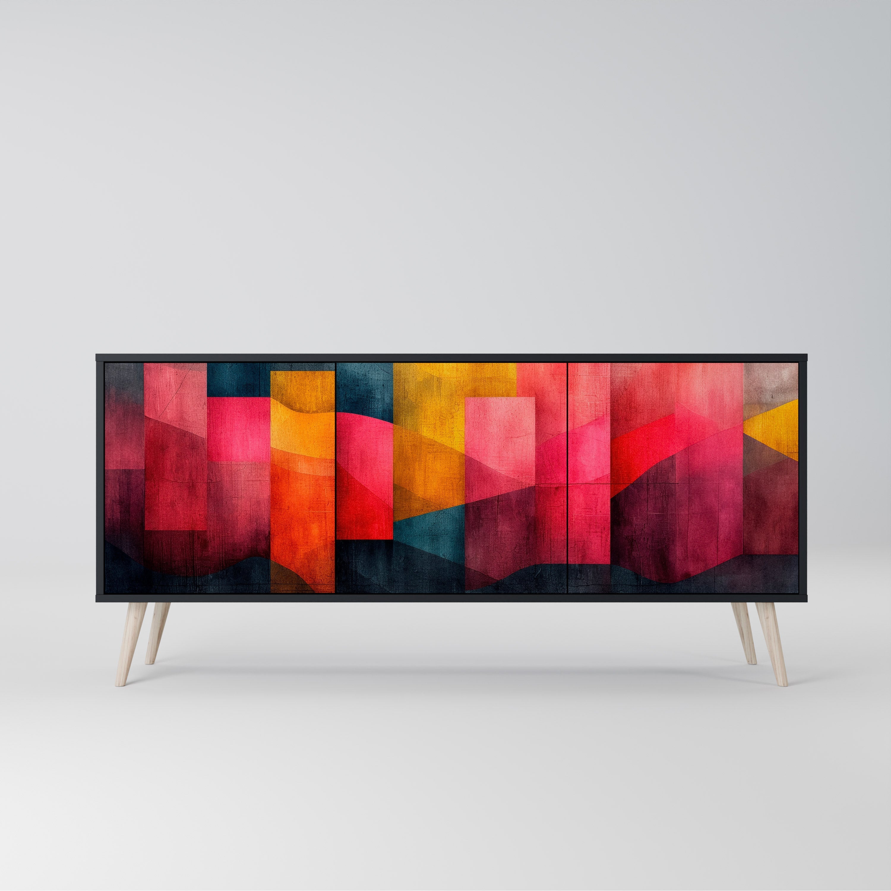 COLORFUL SOUNDS 3-türiges Sideboard in Schwarz