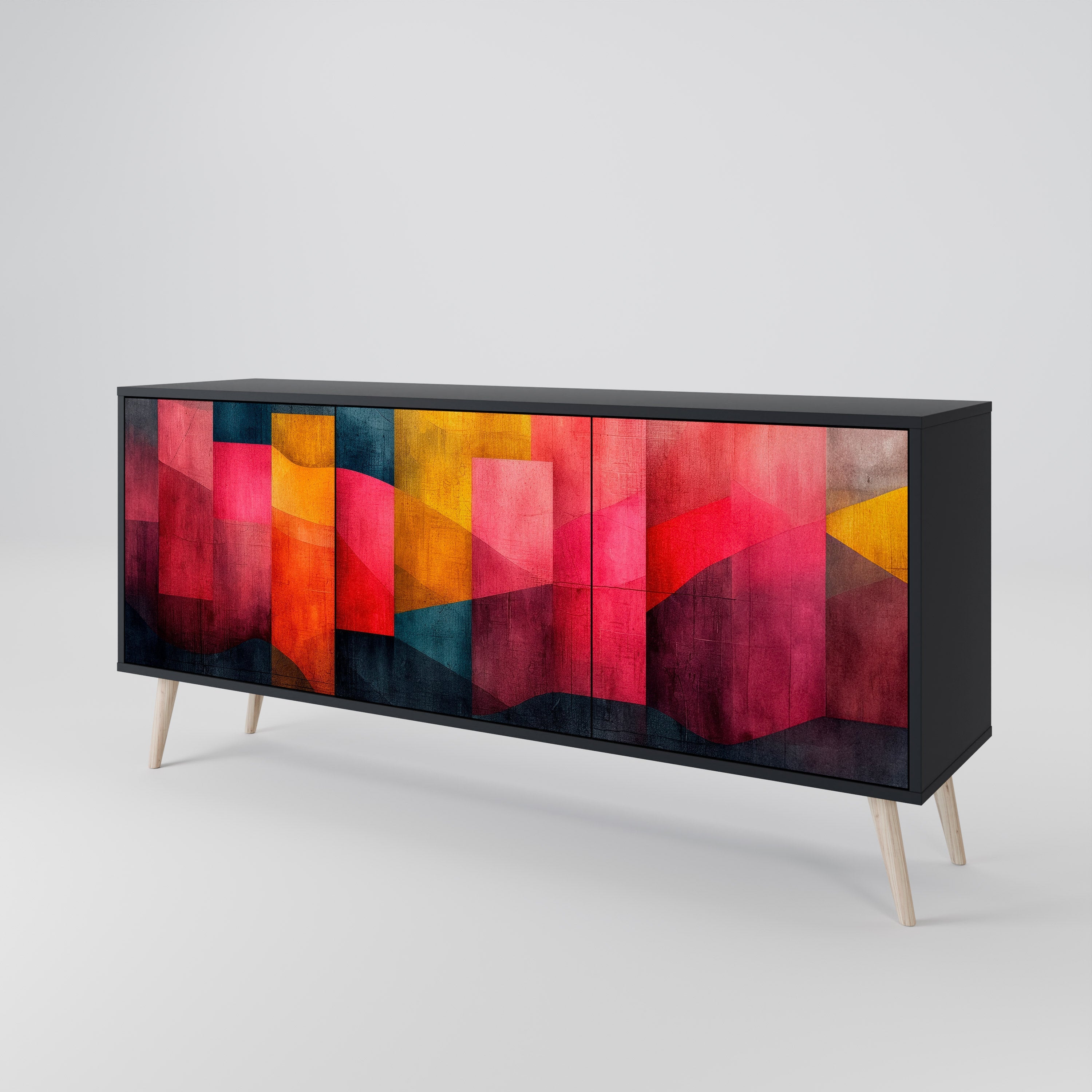 COLORFUL SOUNDS 3-türiges Sideboard in Schwarz