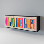 GEOMETRIC SHINE Sideboard mit 3 Türen in Schwarz