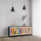 GEOMETRIC SHINE Sideboard mit 3 Türen in Schwarz