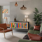 GEOMETRIC SHINE Sideboard mit 3 Türen in Schwarz