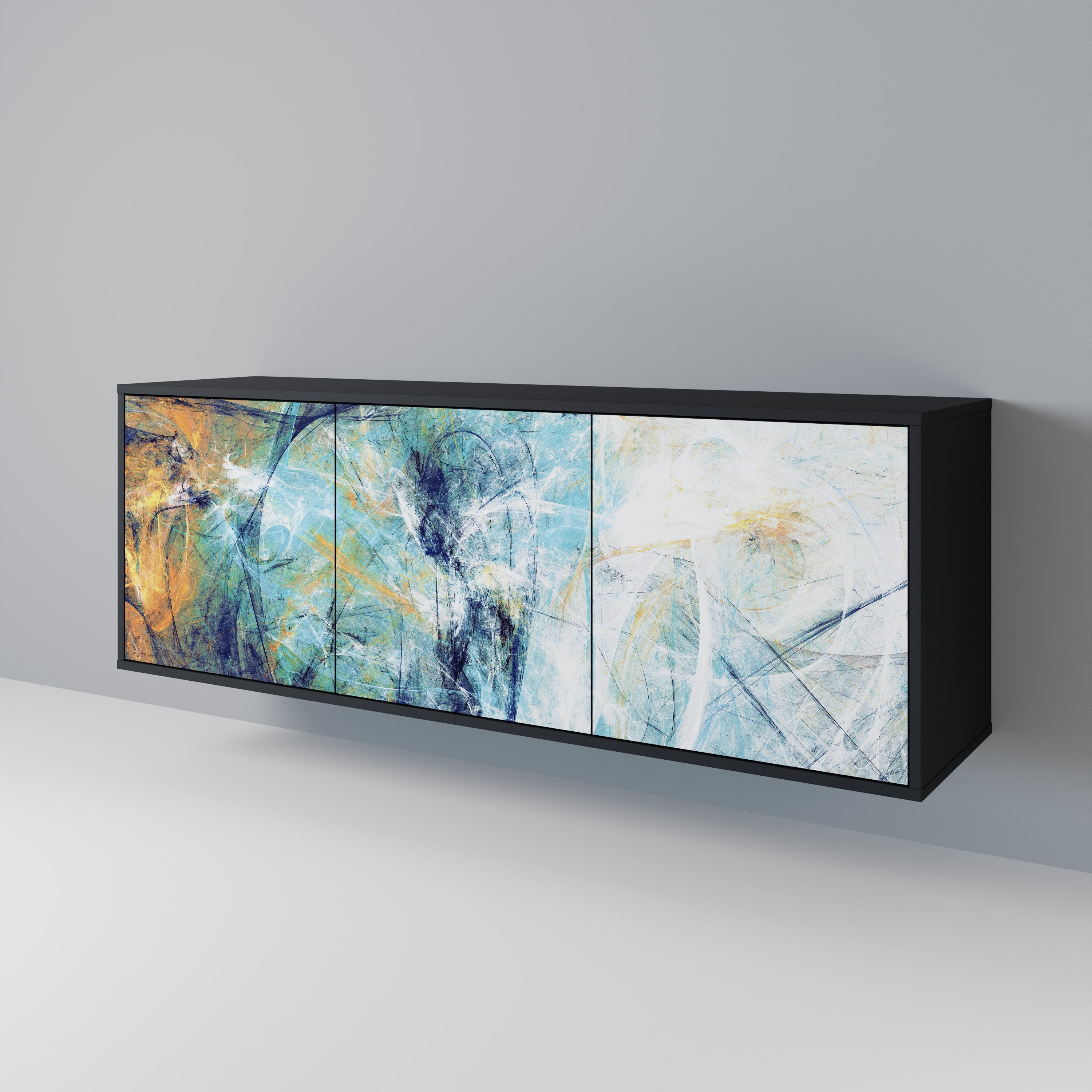 ABSTRACT THOUGHTS 3-türiges Sideboard in Schwarz