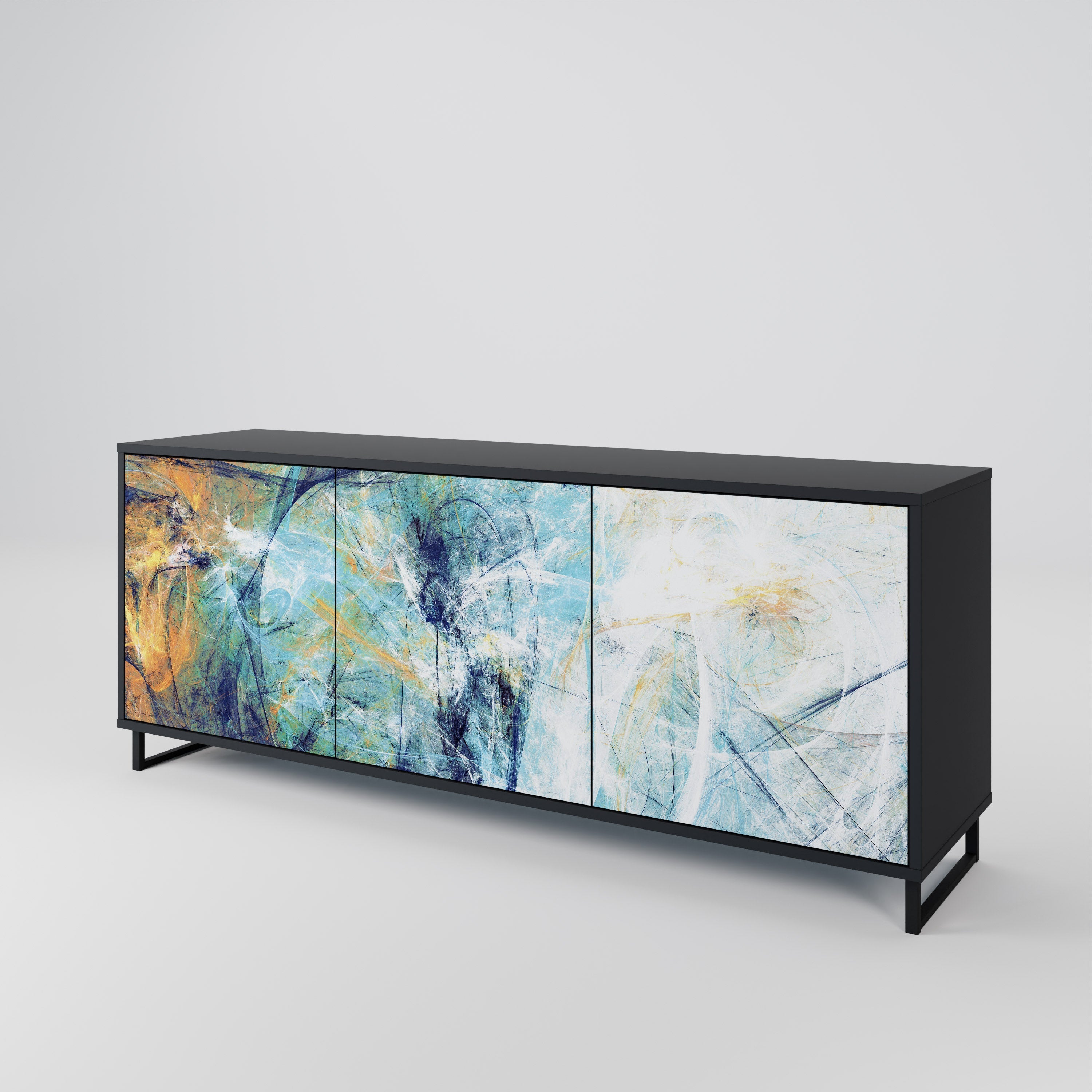 ABSTRACT THOUGHTS 3-türiges Sideboard in Schwarz