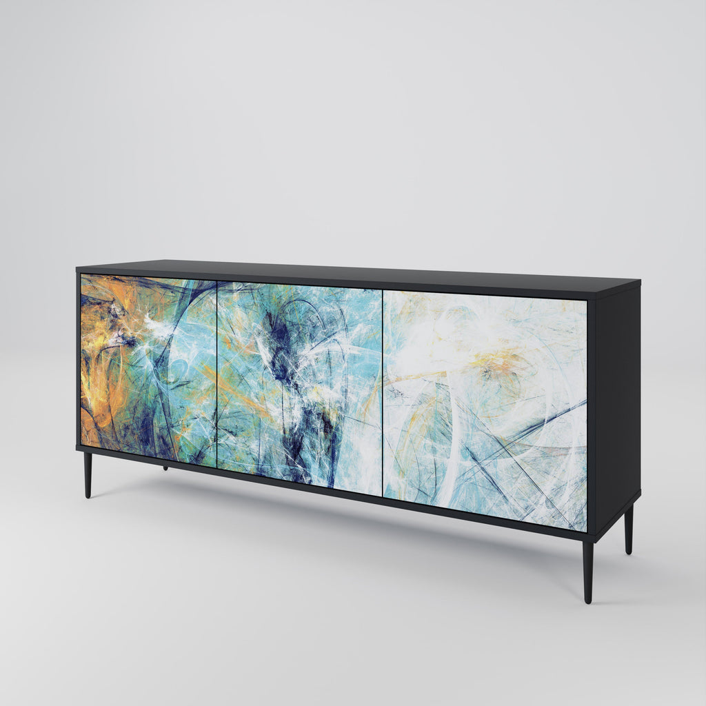 ABSTRACT THOUGHTS 3-türiges Sideboard in Schwarz