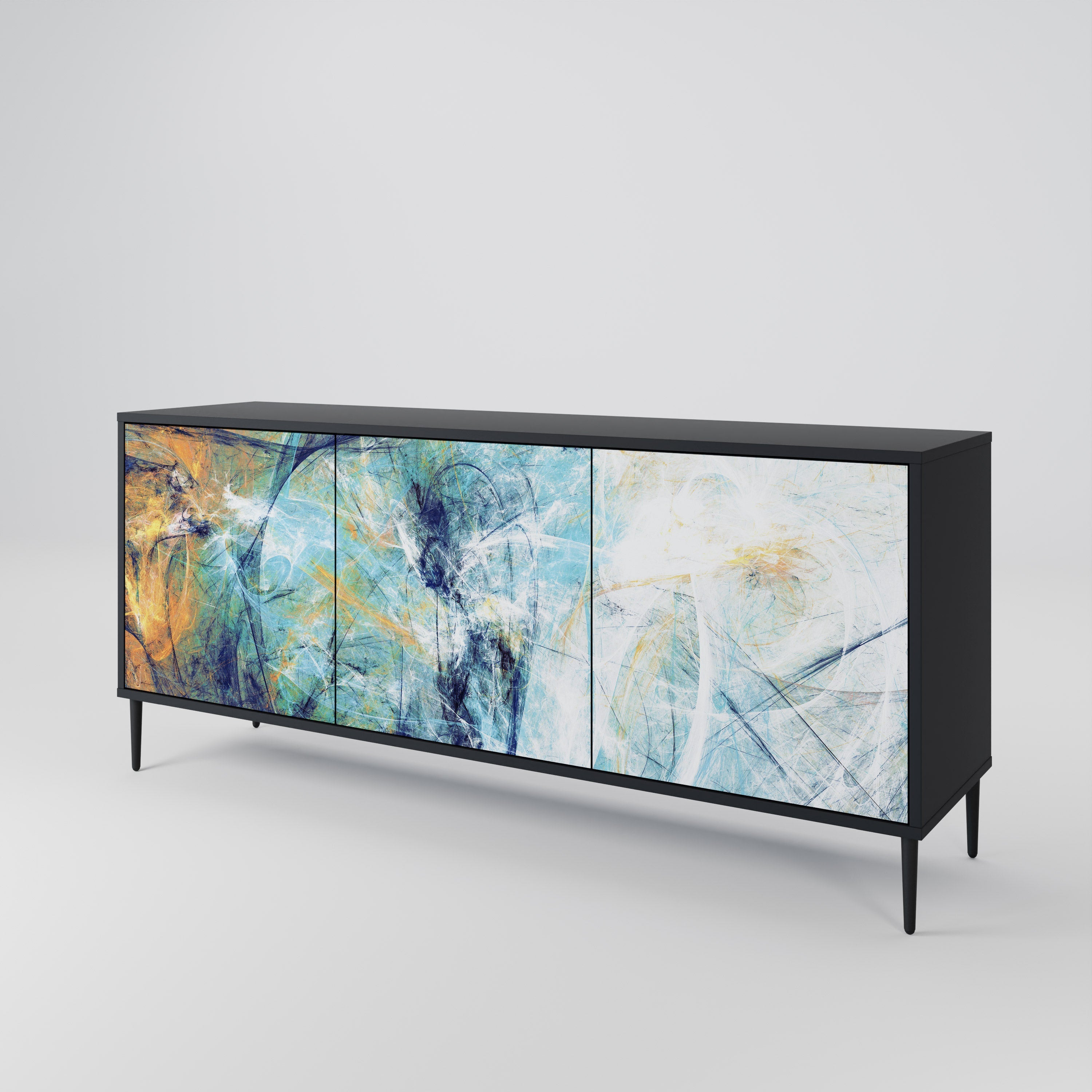 ABSTRACT THOUGHTS 3-türiges Sideboard in Schwarz