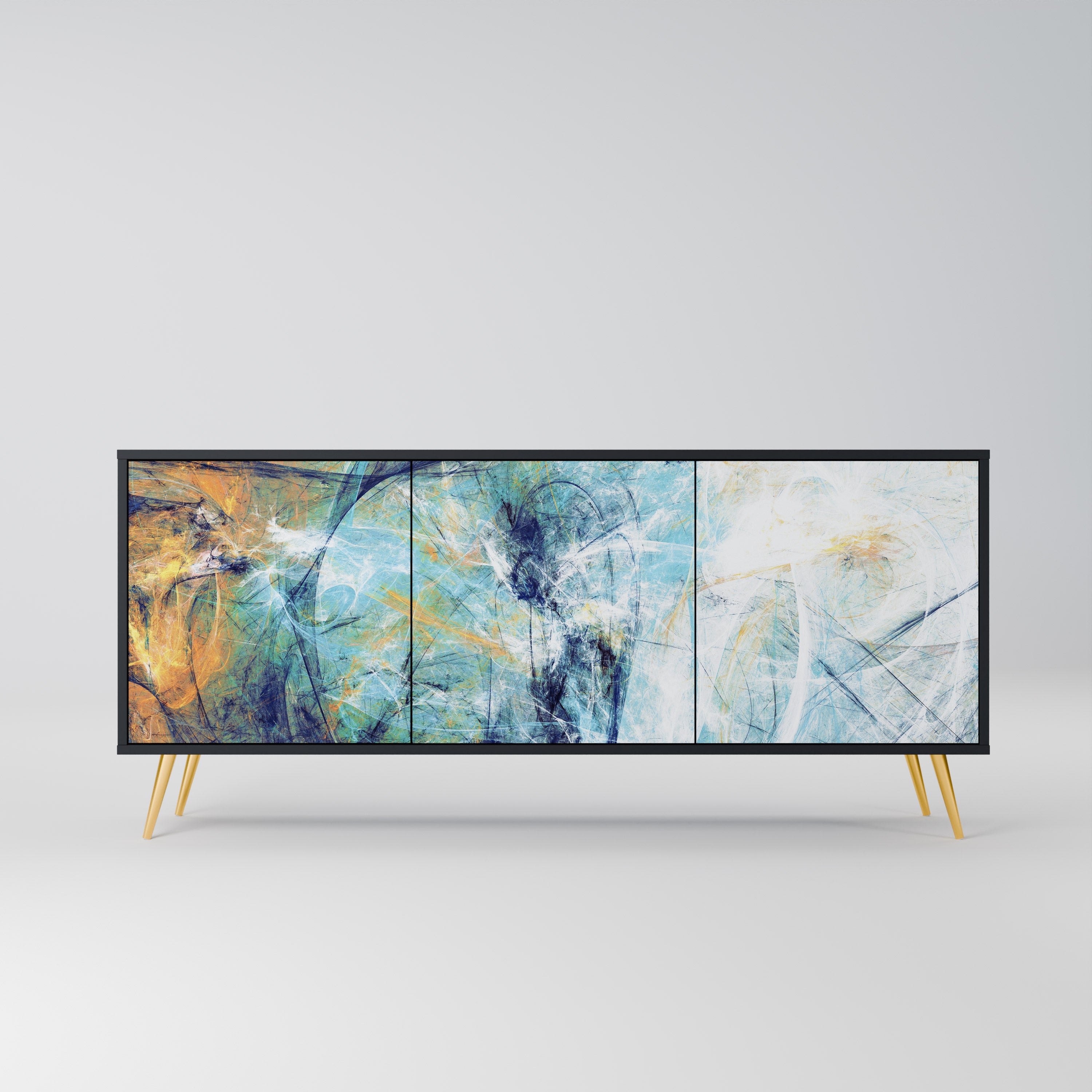 ABSTRACT THOUGHTS 3-türiges Sideboard in Schwarz