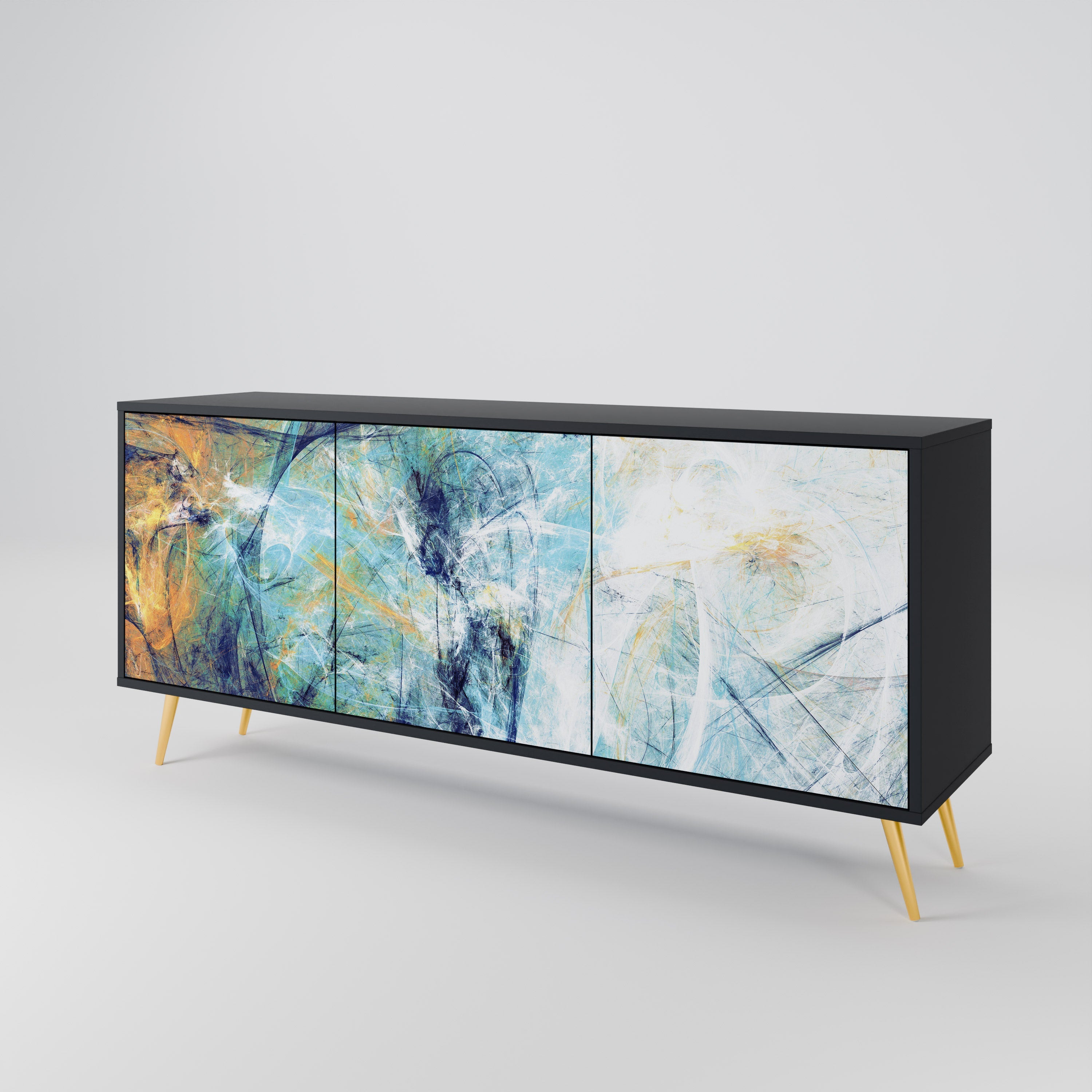ABSTRACT THOUGHTS 3-türiges Sideboard in Schwarz