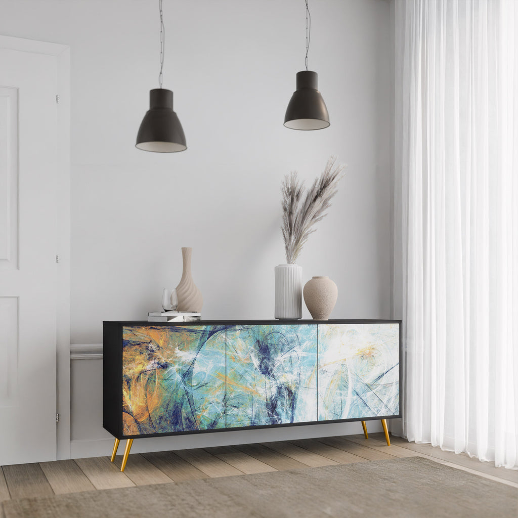 ABSTRACT THOUGHTS 3-türiges Sideboard in Schwarz
