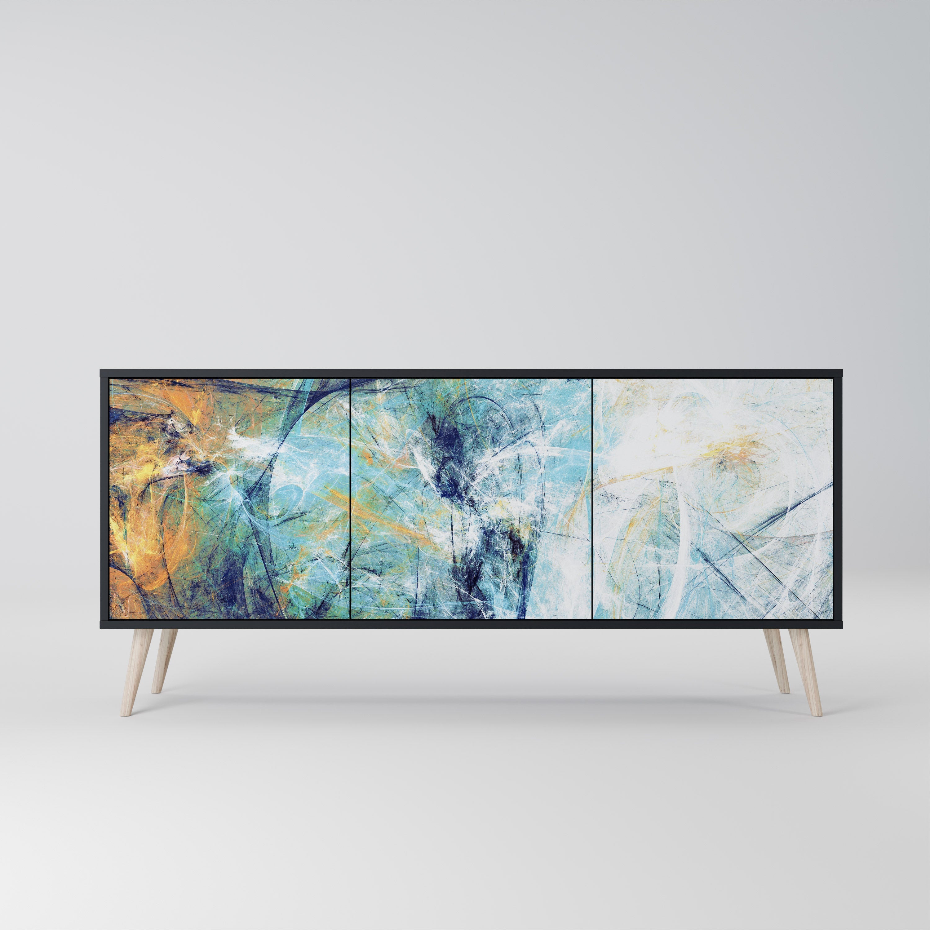 ABSTRACT THOUGHTS 3-türiges Sideboard in Schwarz