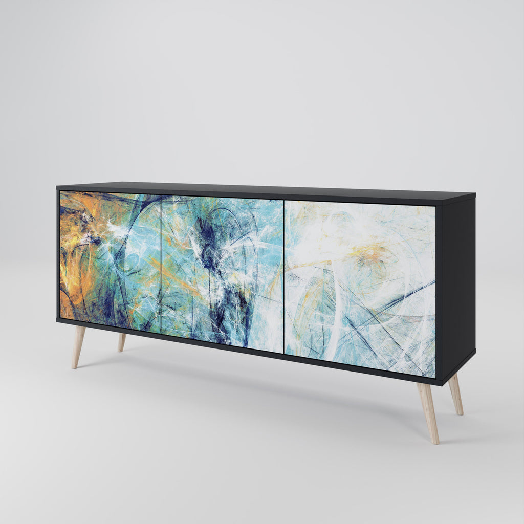 ABSTRACT THOUGHTS 3-türiges Sideboard in Schwarz