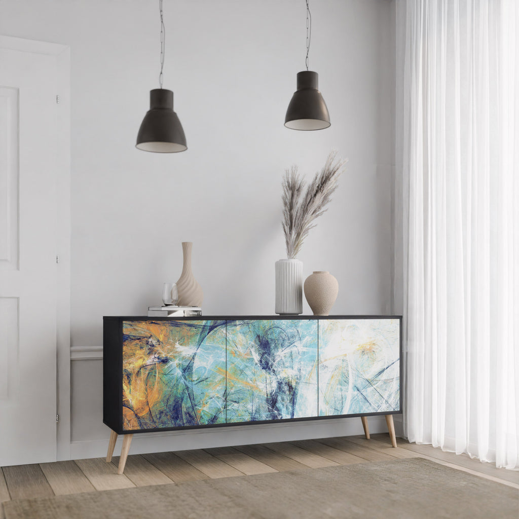 ABSTRACT THOUGHTS 3-türiges Sideboard in Schwarz