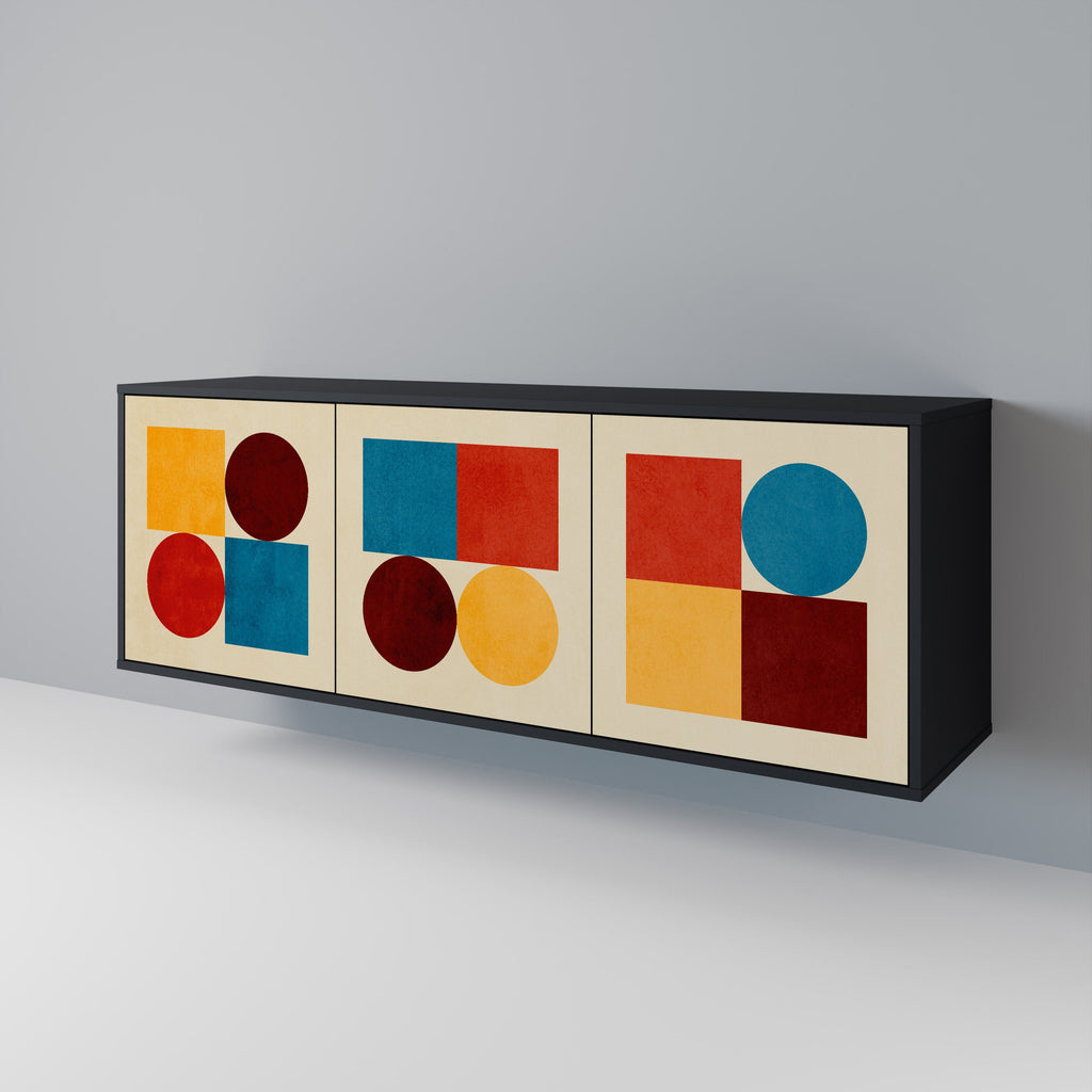 GEOMETRIC PUZZLE 3-türiges Sideboard in Schwarz