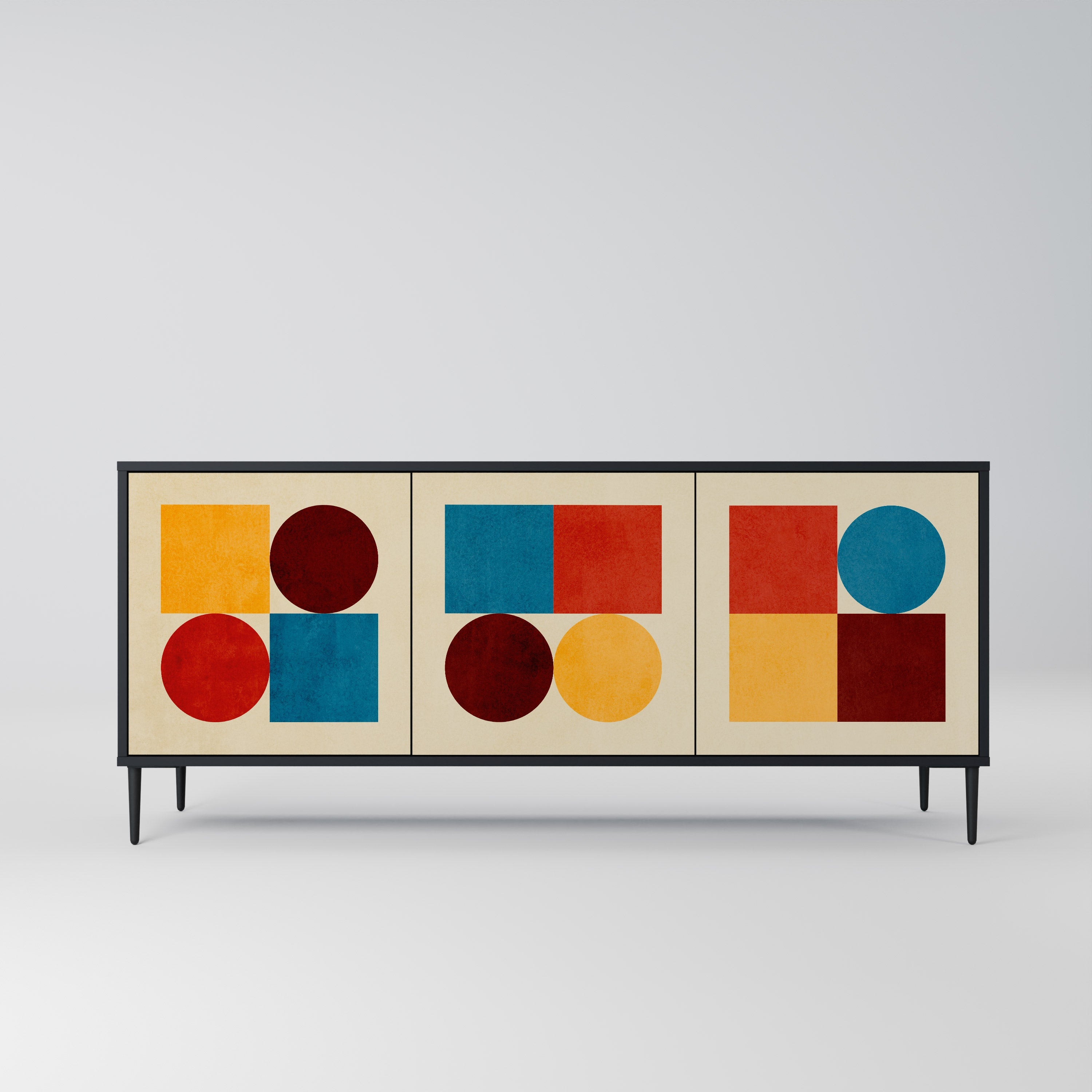 GEOMETRIC PUZZLE 3-türiges Sideboard in Schwarz