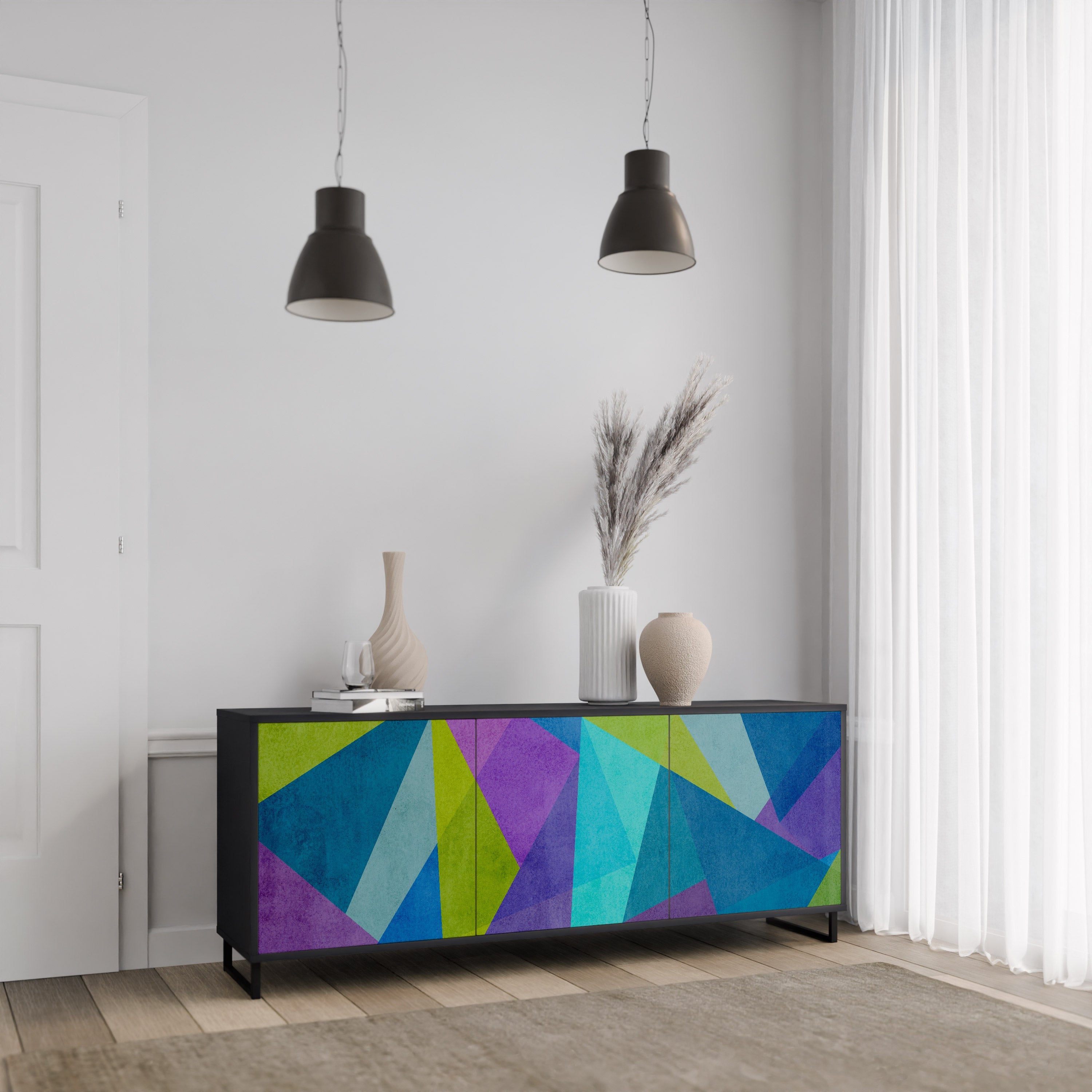 COLD SHOWCASE 3-türiges Sideboard in Schwarz