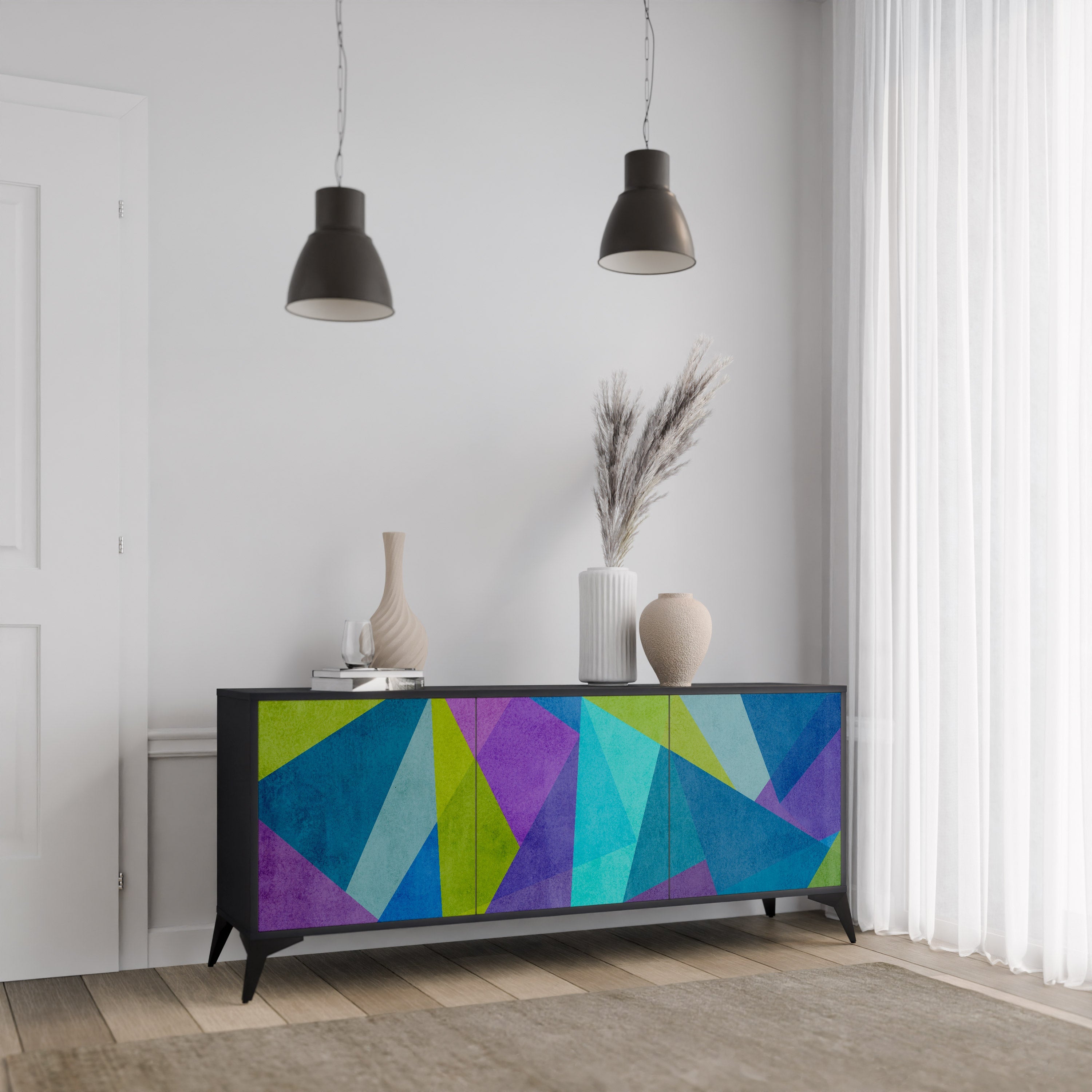 COLD SHOWCASE 3-türiges Sideboard in Schwarz