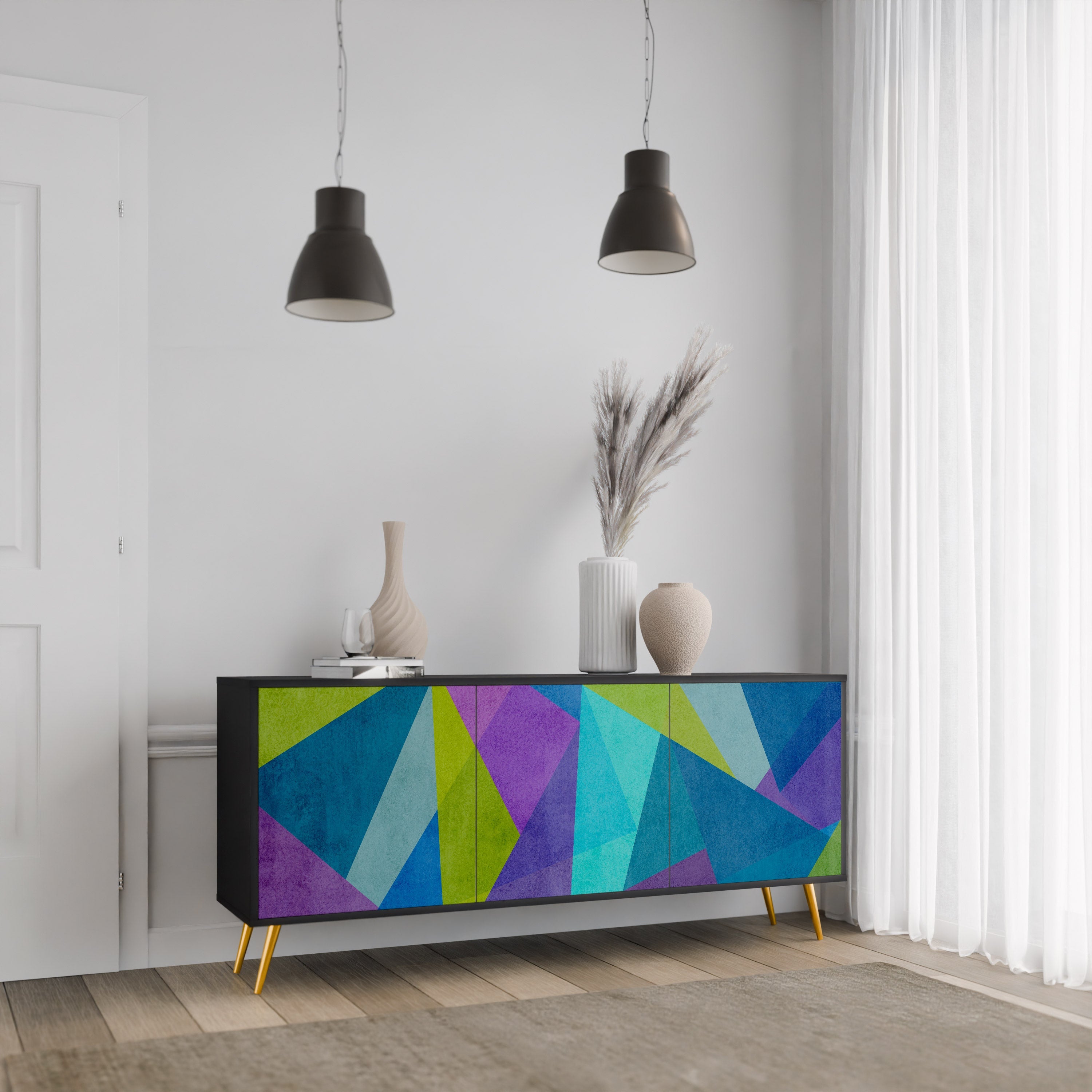 COLD SHOWCASE 3-türiges Sideboard in Schwarz