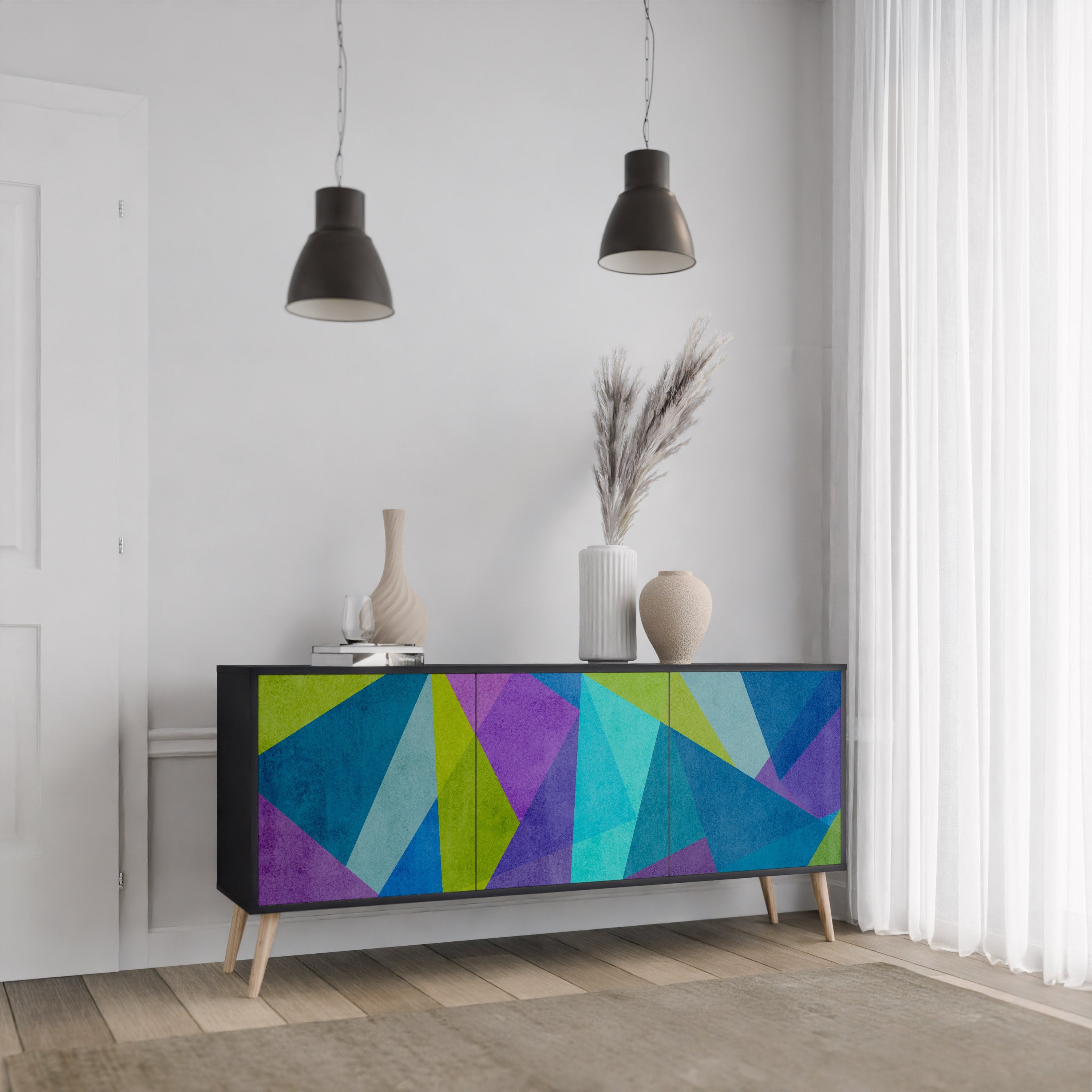 COLD SHOWCASE 3-türiges Sideboard in Schwarz