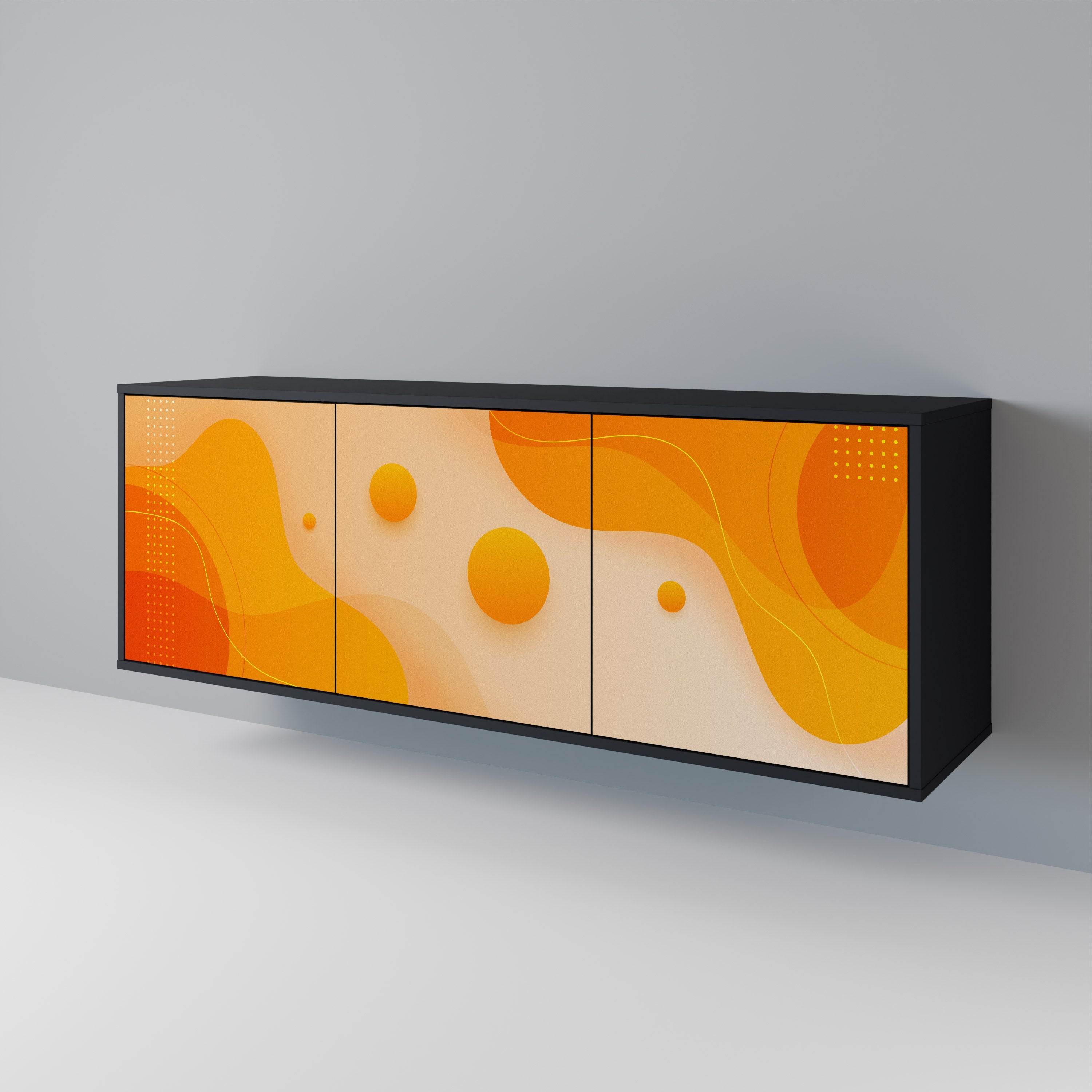 ORANGE ARRANGEMENT 3-türiges Sideboard in Schwarz