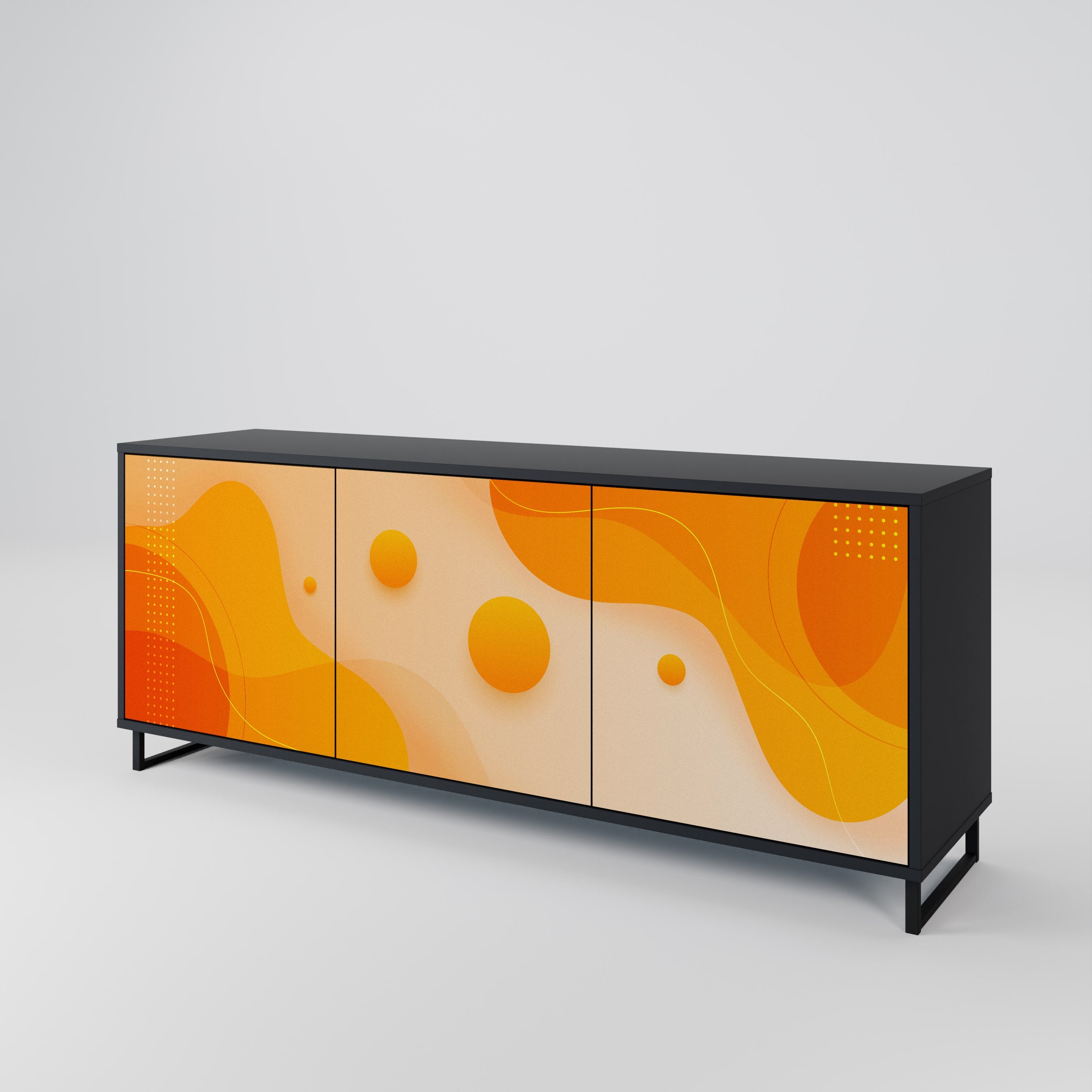 ORANGE ARRANGEMENT 3-türiges Sideboard in Schwarz