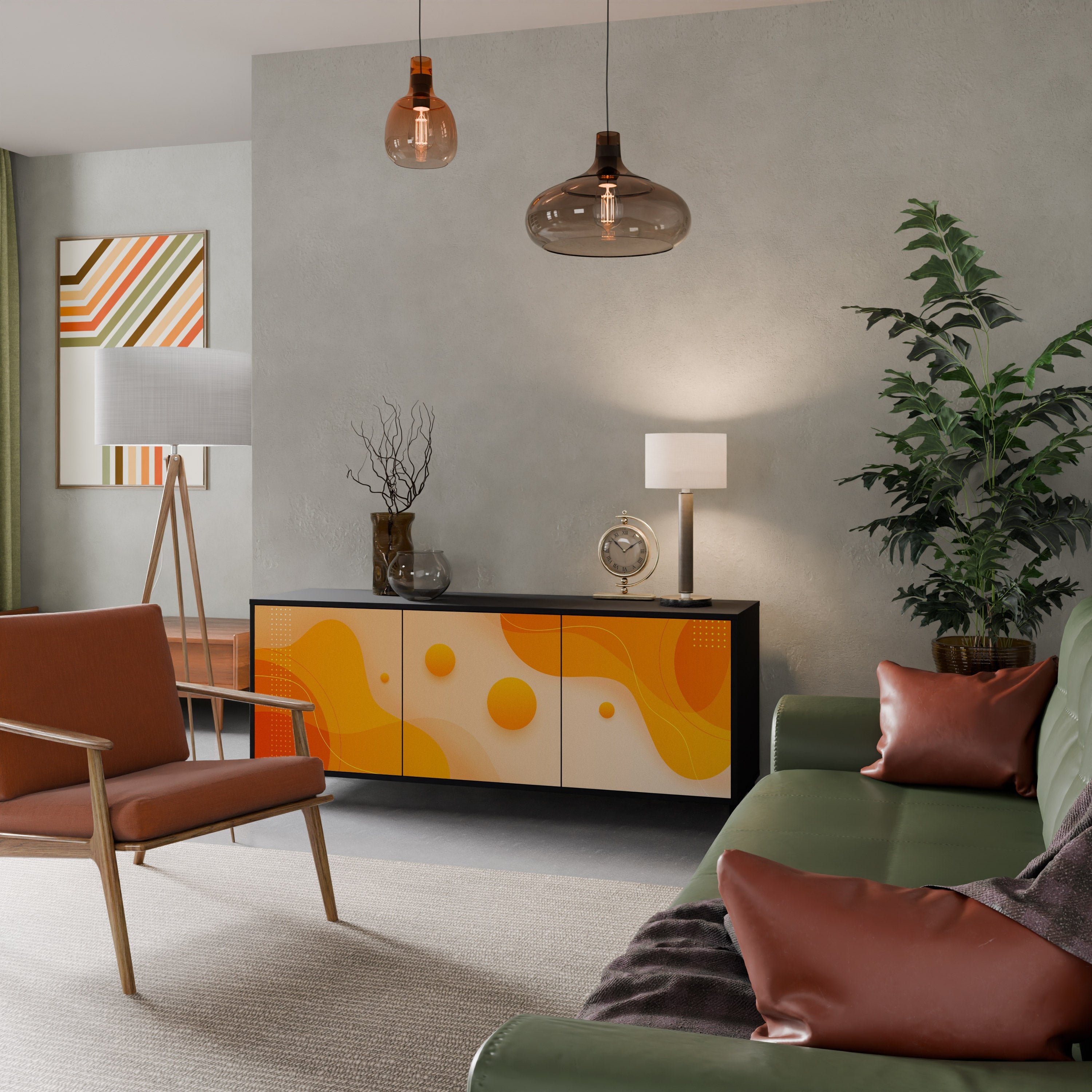 ORANGE ARRANGEMENT 3-türiges Sideboard in Schwarz