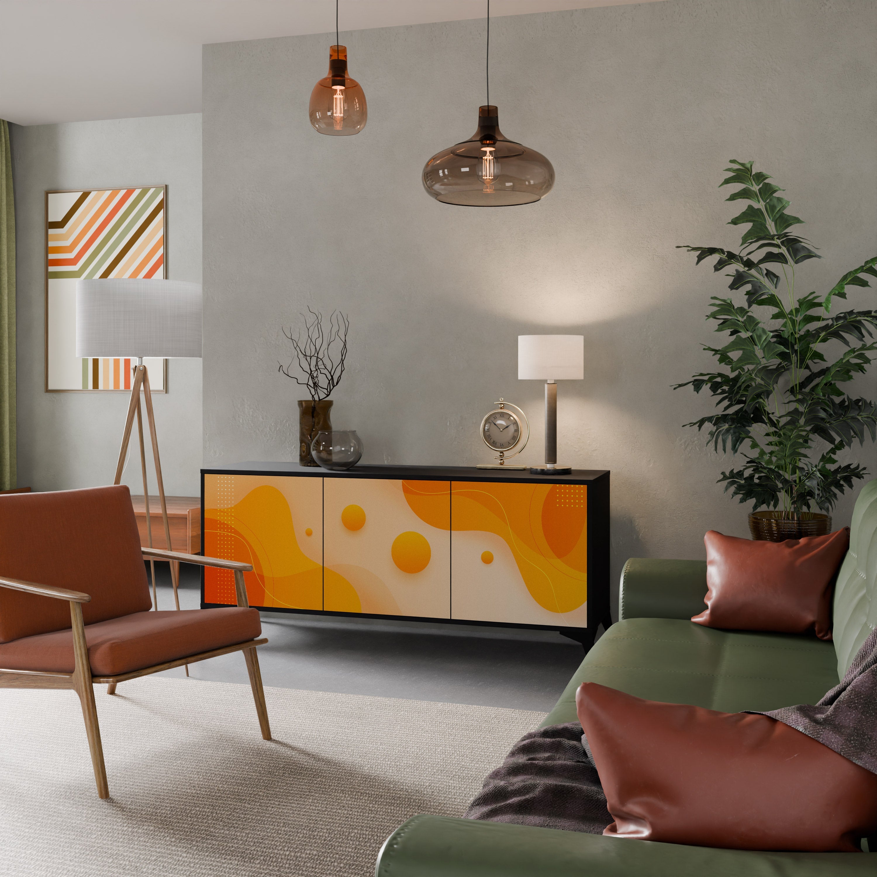 ORANGE ARRANGEMENT 3-türiges Sideboard in Schwarz
