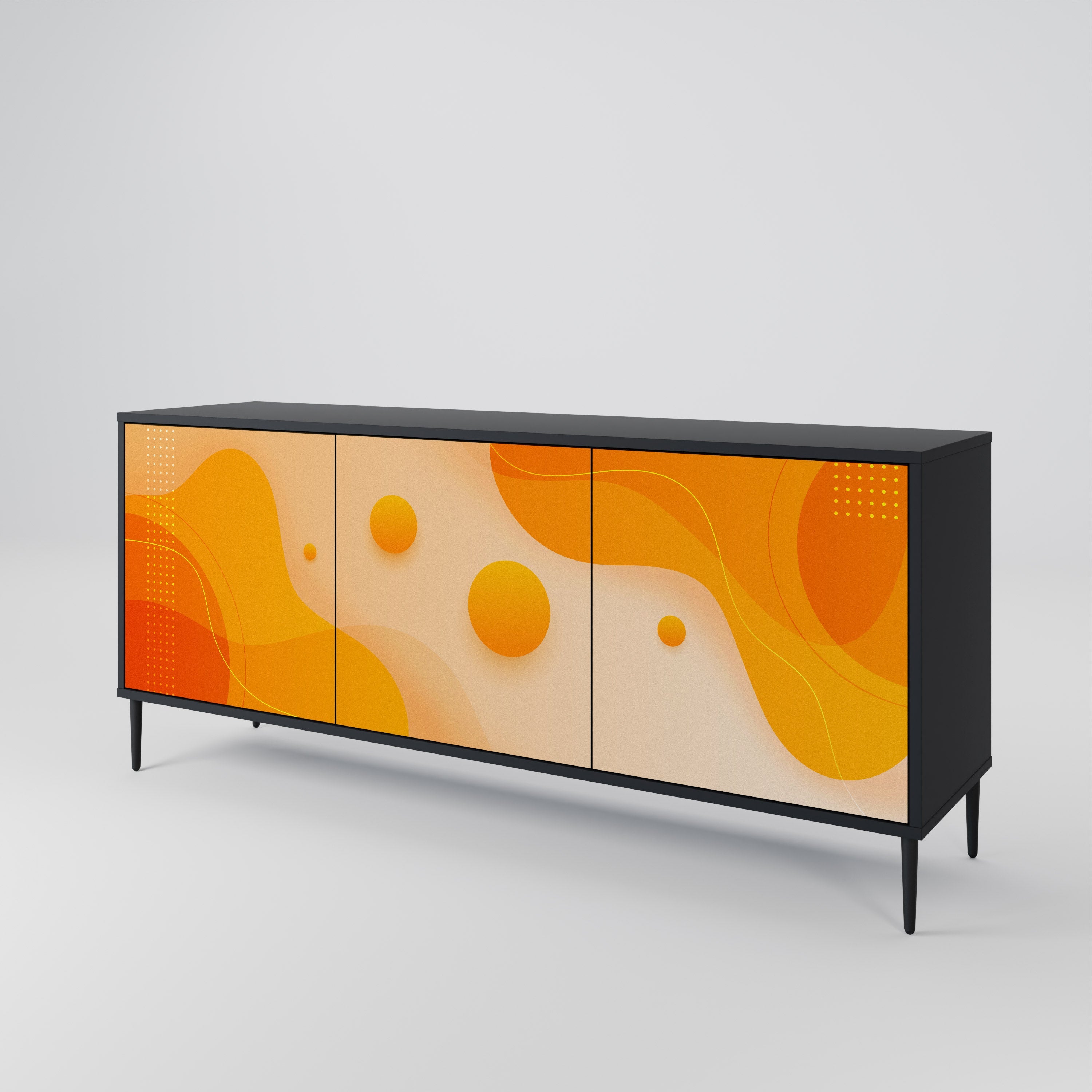 ORANGE ARRANGEMENT 3-türiges Sideboard in Schwarz