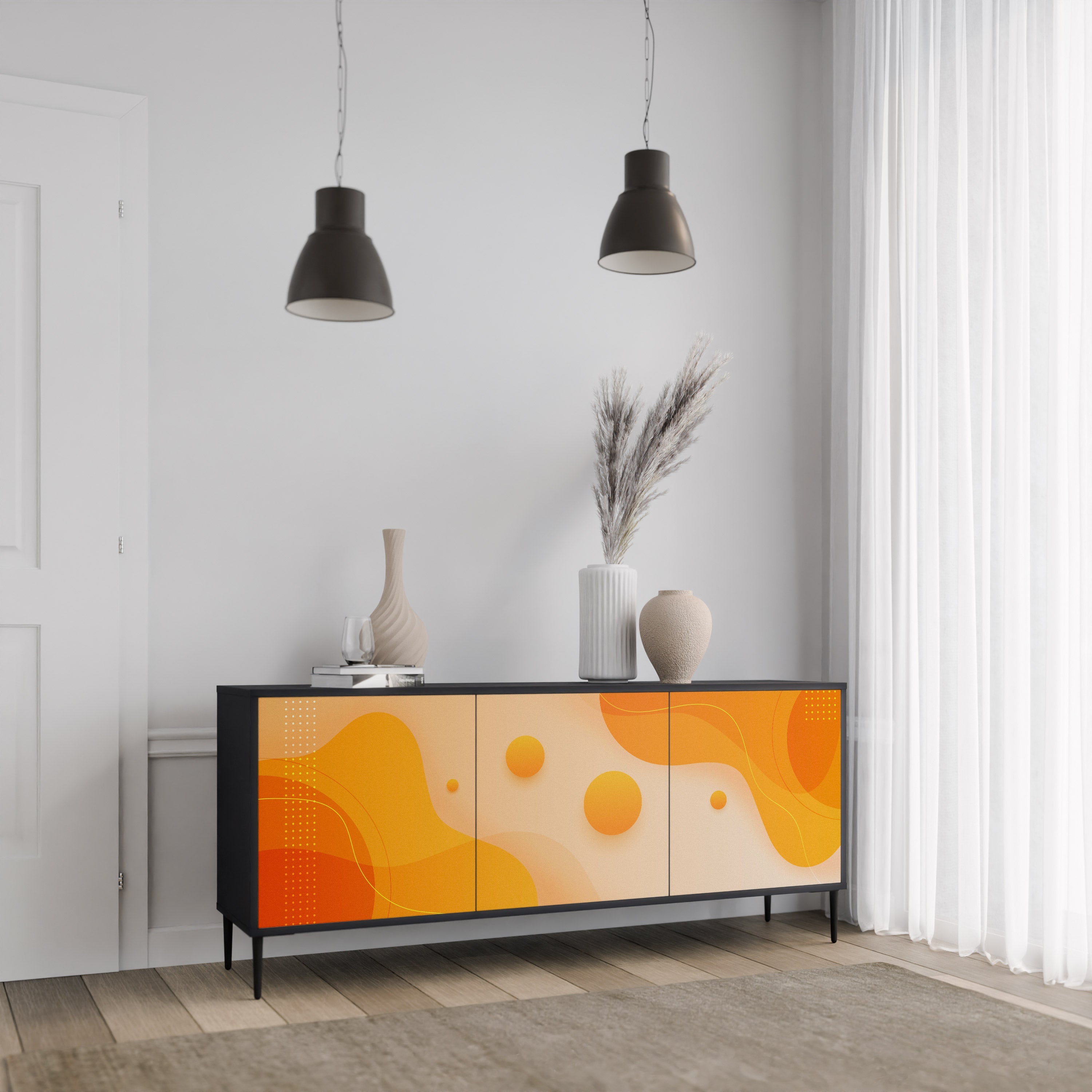 ORANGE ARRANGEMENT 3-türiges Sideboard in Schwarz