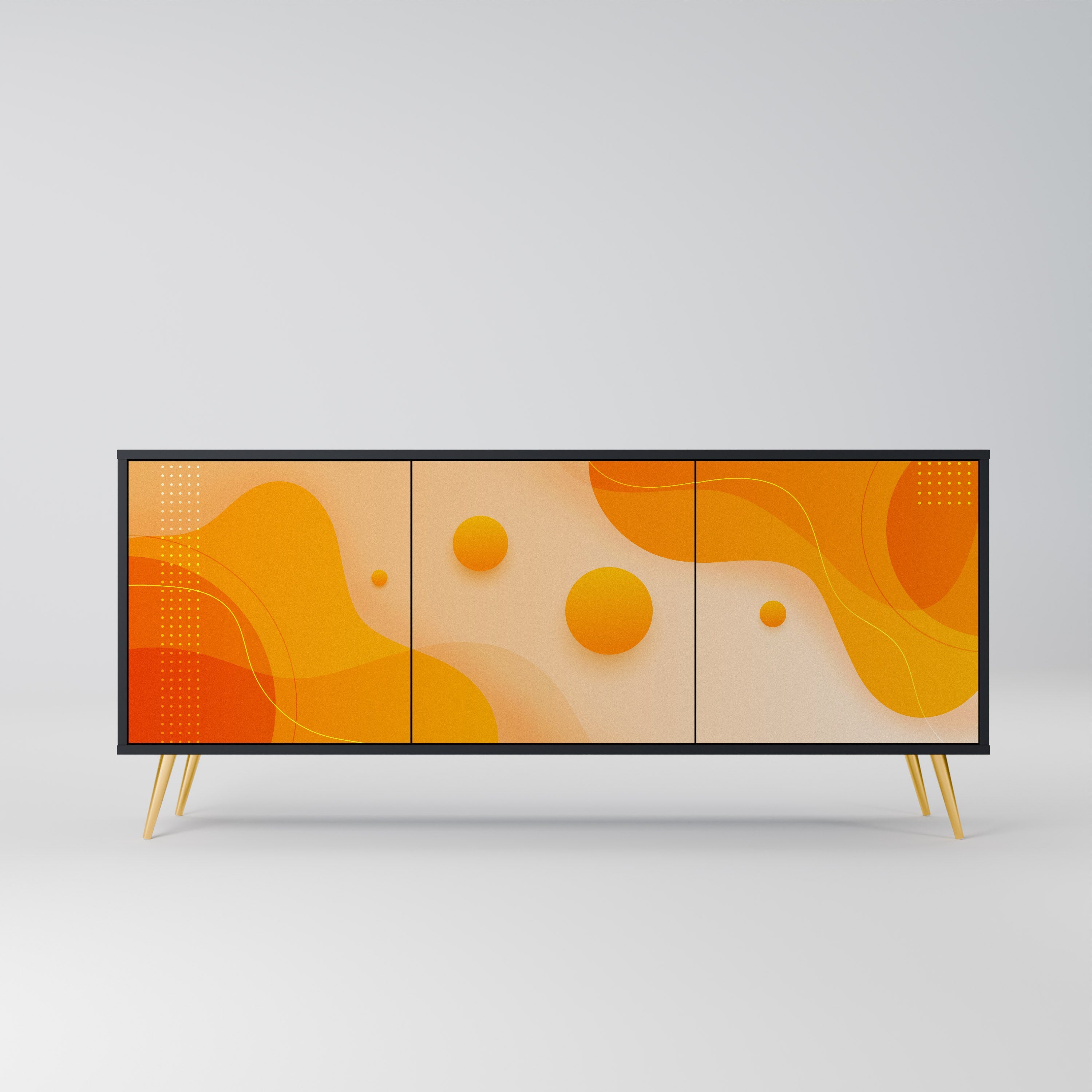 ORANGE ARRANGEMENT 3-türiges Sideboard in Schwarz