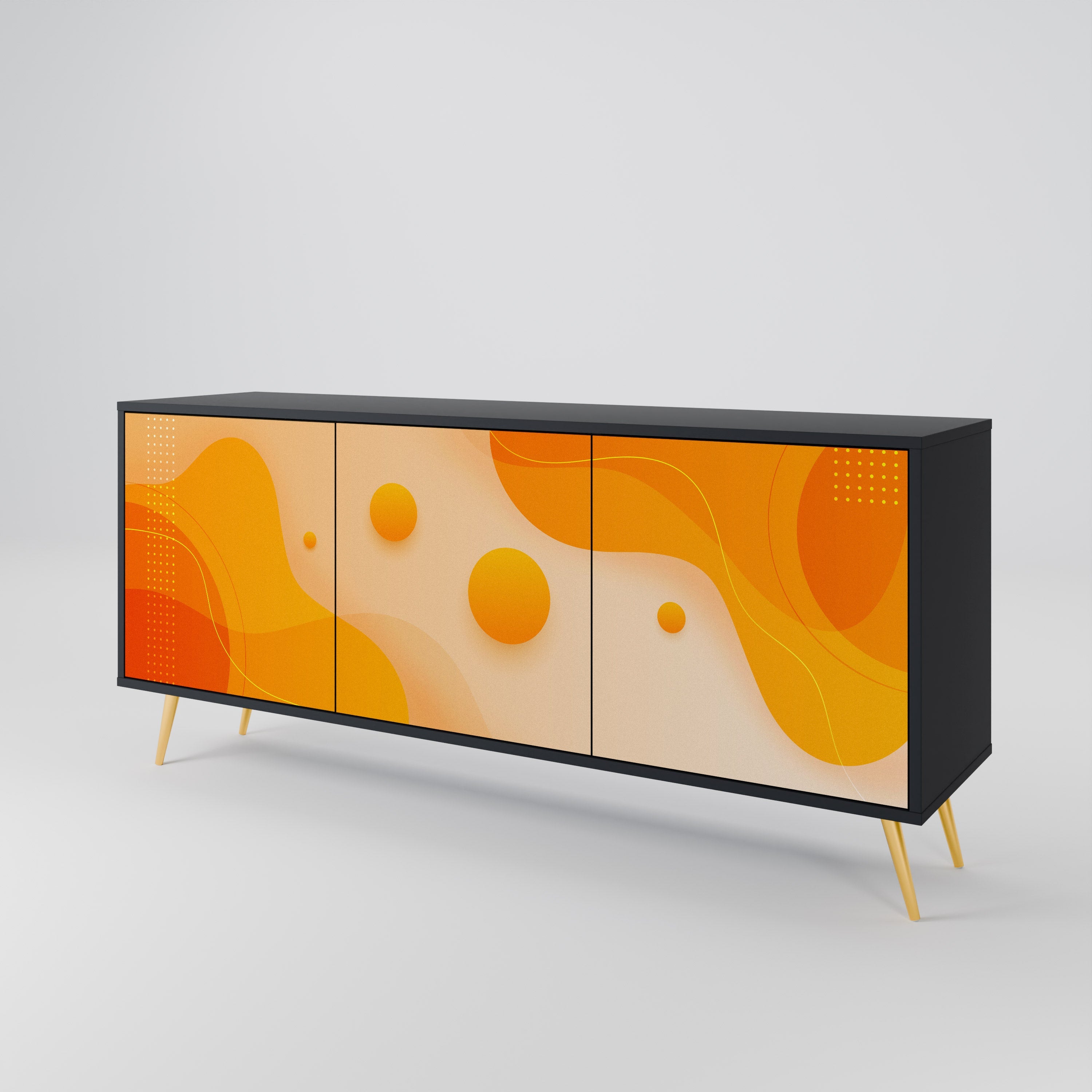 ORANGE ARRANGEMENT 3-türiges Sideboard in Schwarz