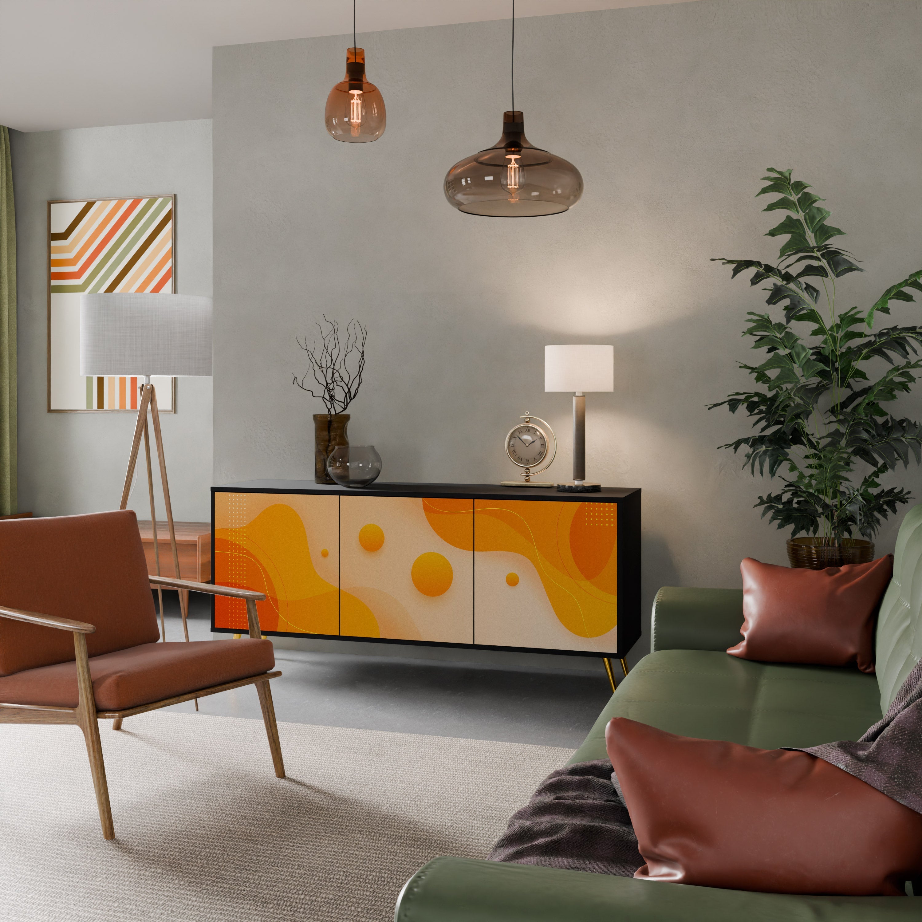 ORANGE ARRANGEMENT 3-türiges Sideboard in Schwarz