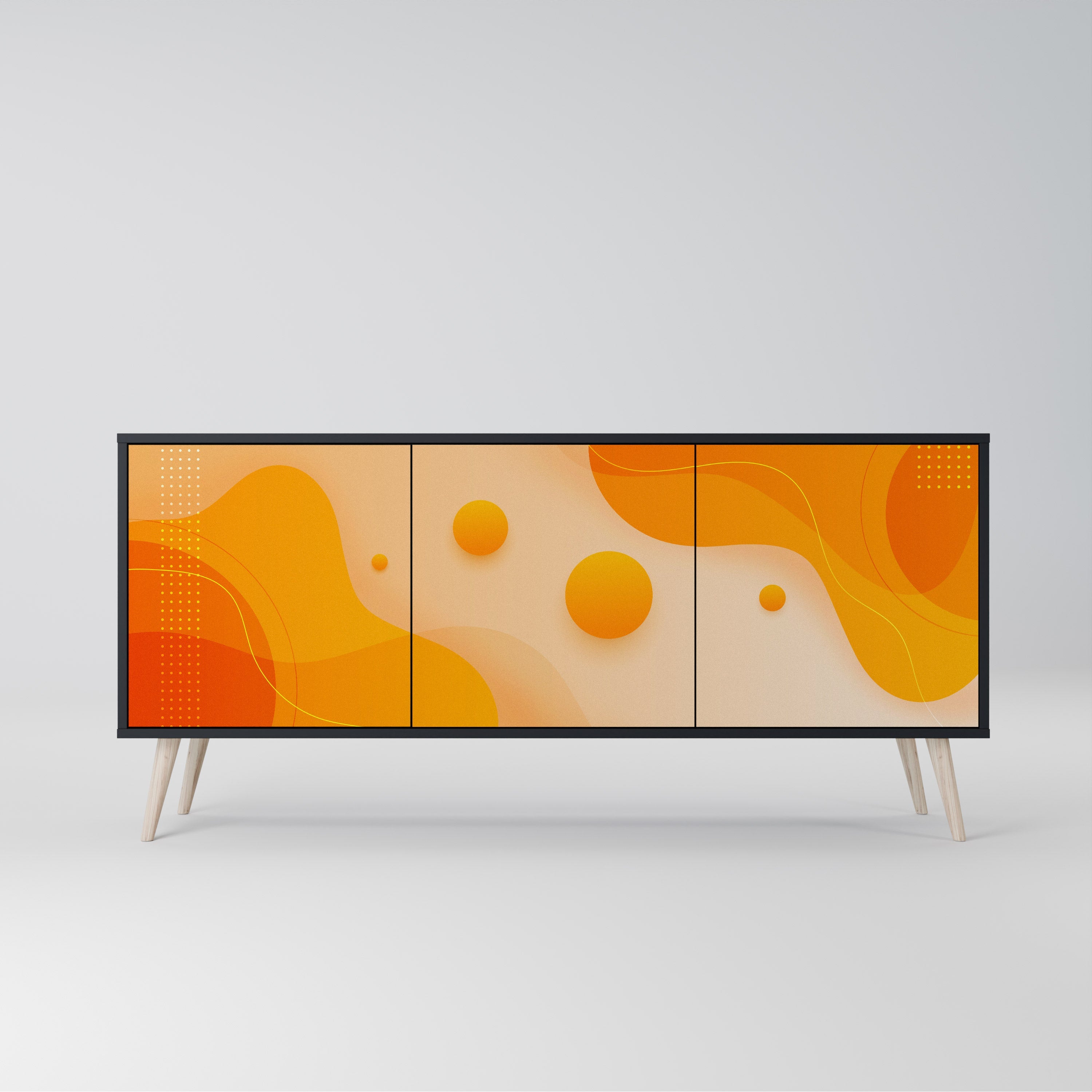 ORANGE ARRANGEMENT 3-türiges Sideboard in Schwarz