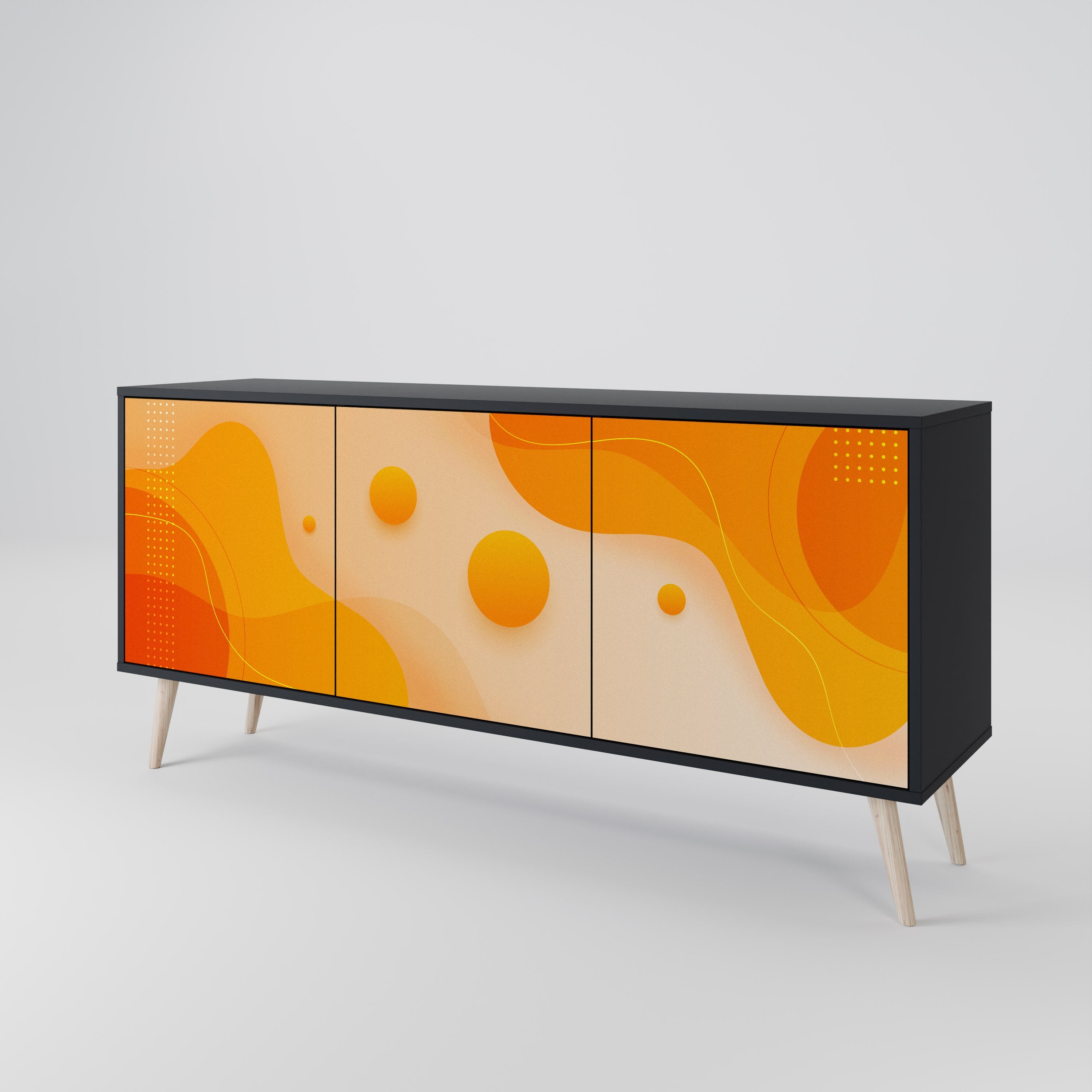 ORANGE ARRANGEMENT 3-türiges Sideboard in Schwarz